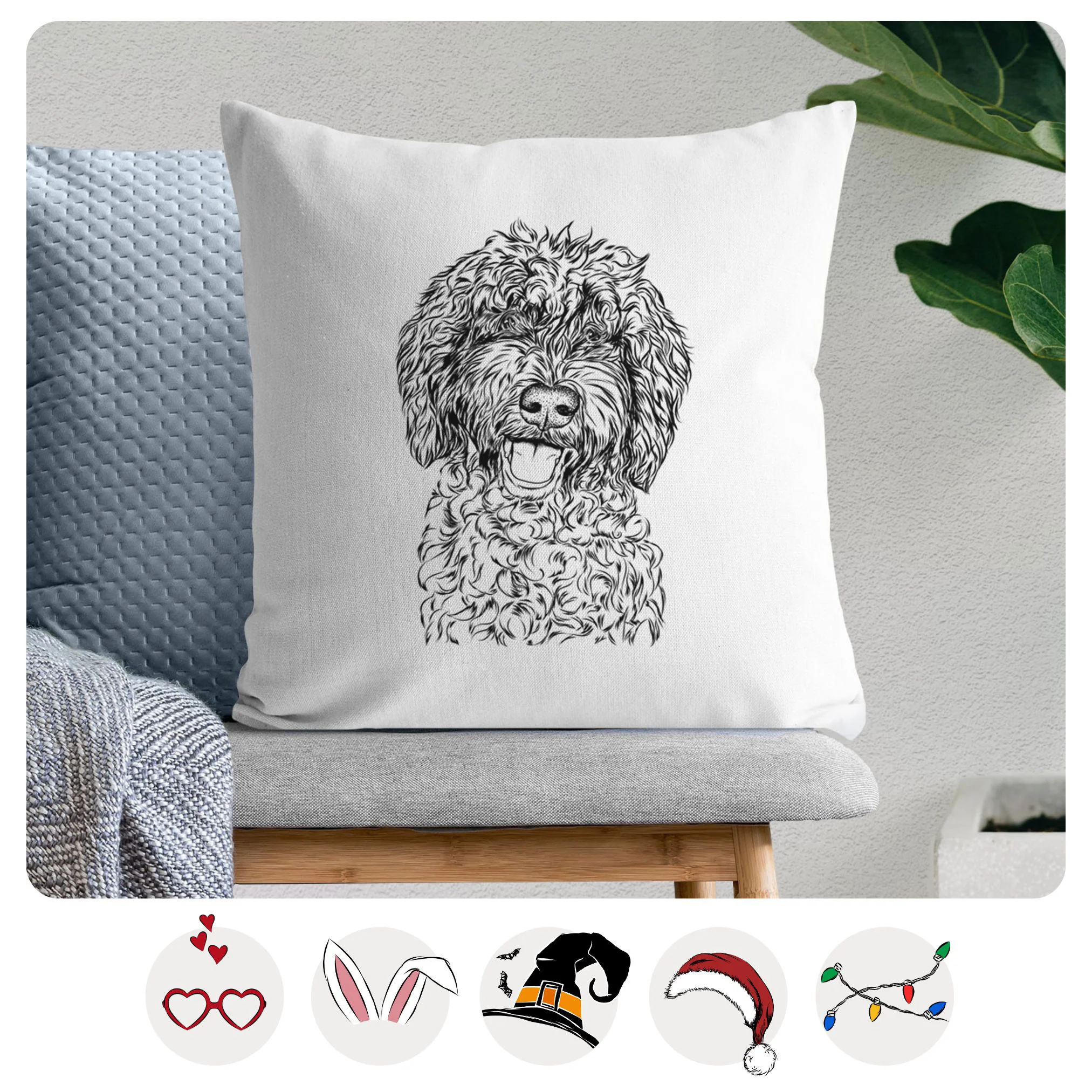 Jack the Chocolate Labradoodle - Throw Pillow Cover
