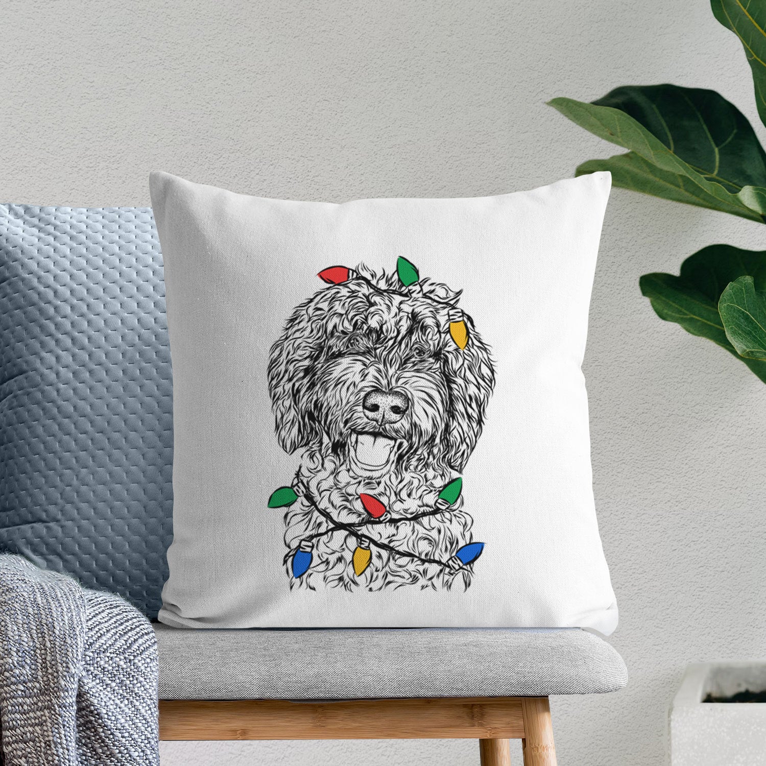 Jack the Chocolate Labradoodle - Throw Pillow Cover - Image 9
