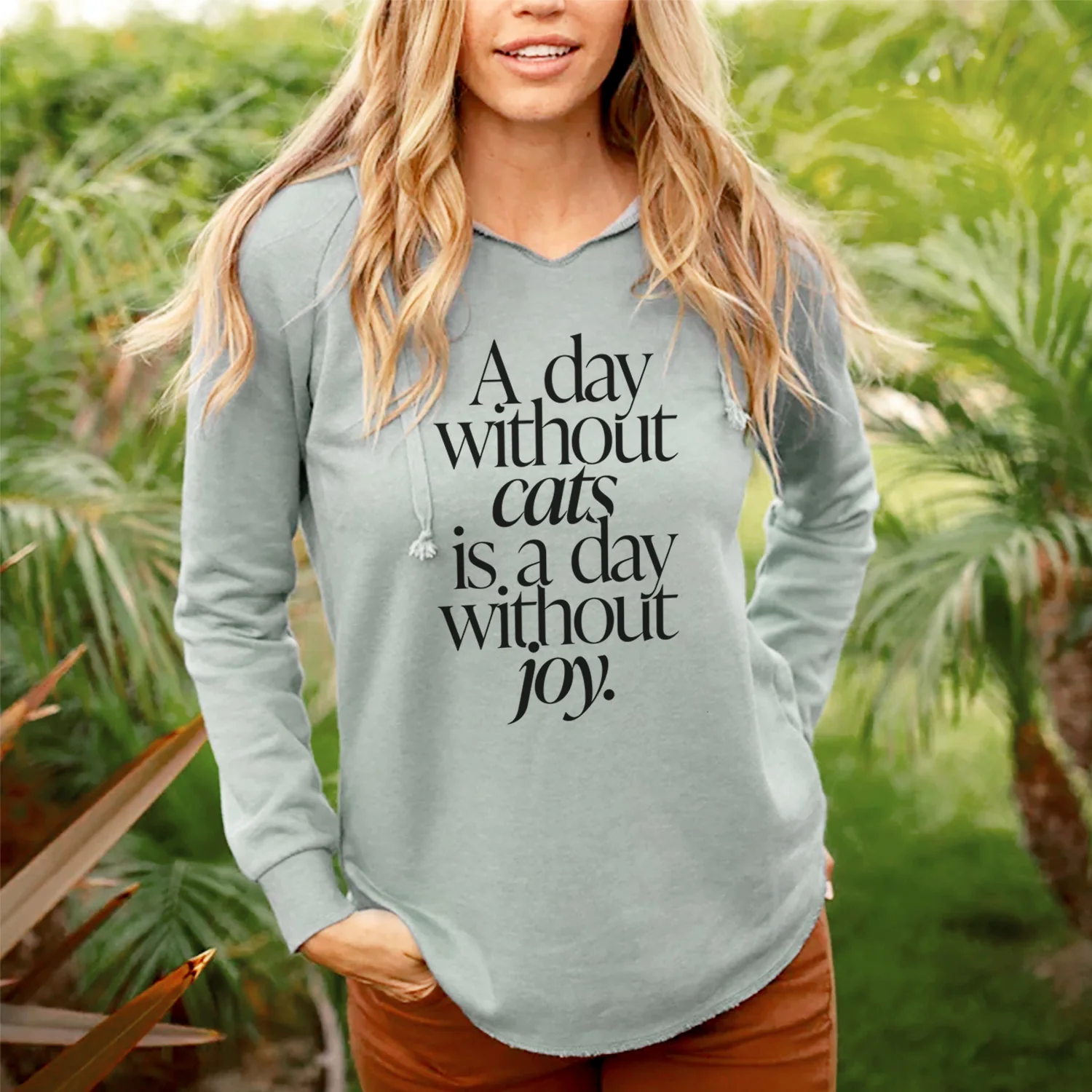 A day without Cats is a day without joy - Cali Wave Hooded Sweatshirt - Image 3
