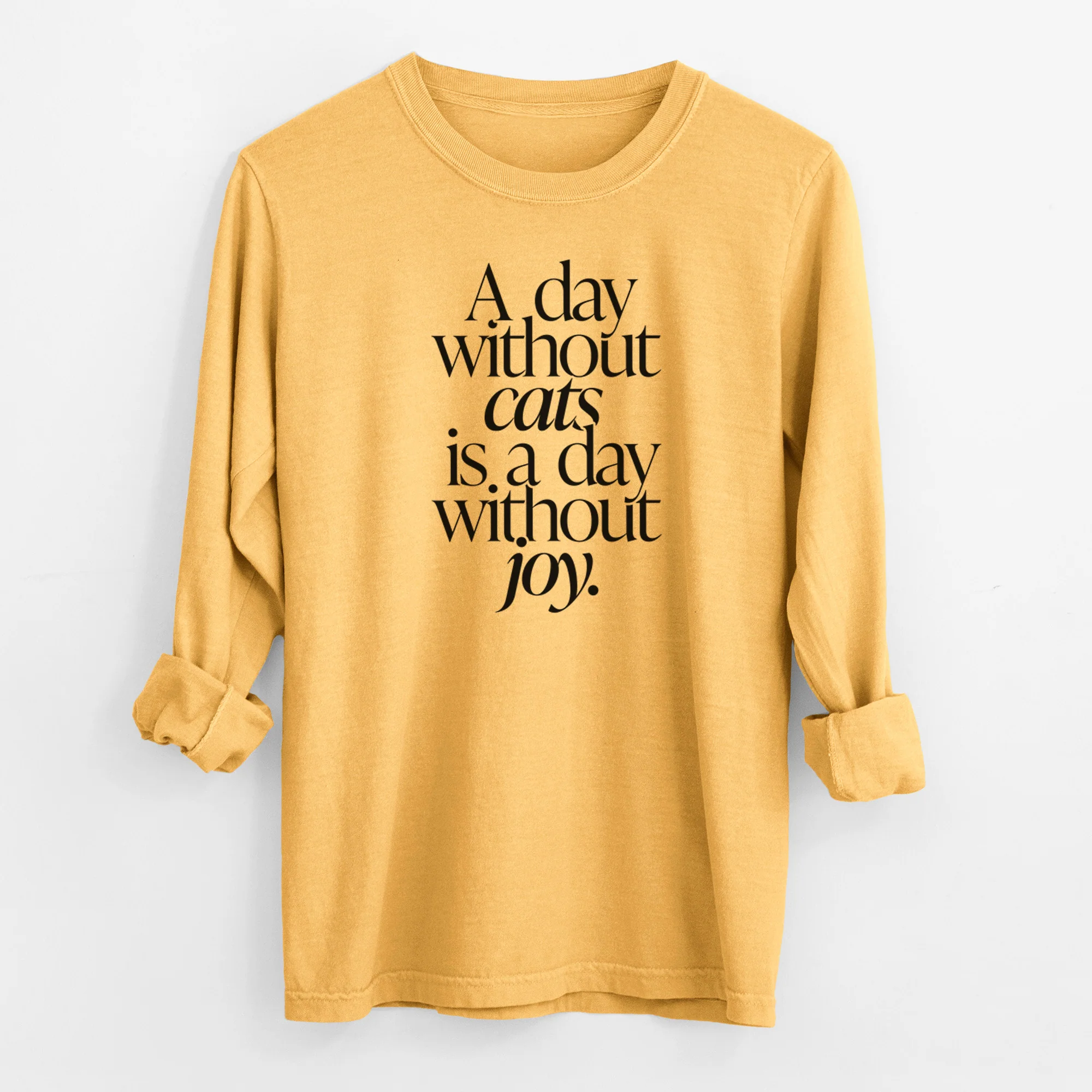 A day without Cats is a day without joy - Men's Heavyweight 100% Cotton Long Sleeve - Image 3
