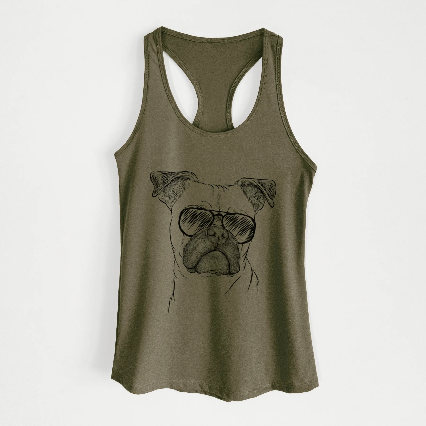 Mack the Bugg (Boston Terrier/Pug) - Women's Racerback Tanktop - Image 10