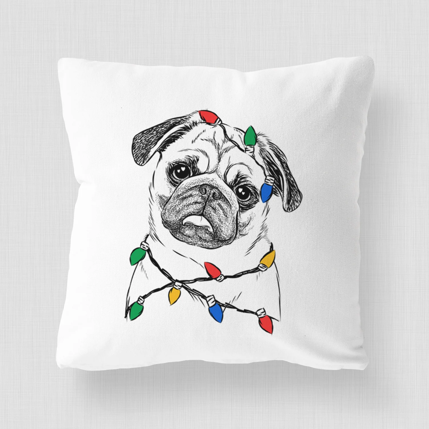 Macy the Pug - Throw Pillow Cover - Image 4