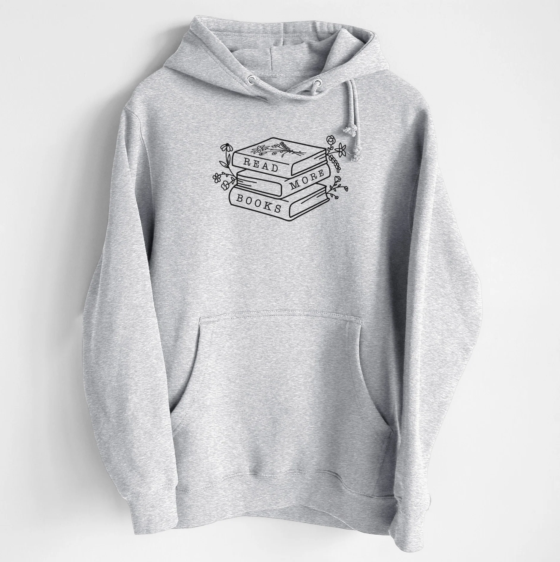 Read More Books - Floral Book Stack - Heavyweight Fleece Hoodie - Image 6