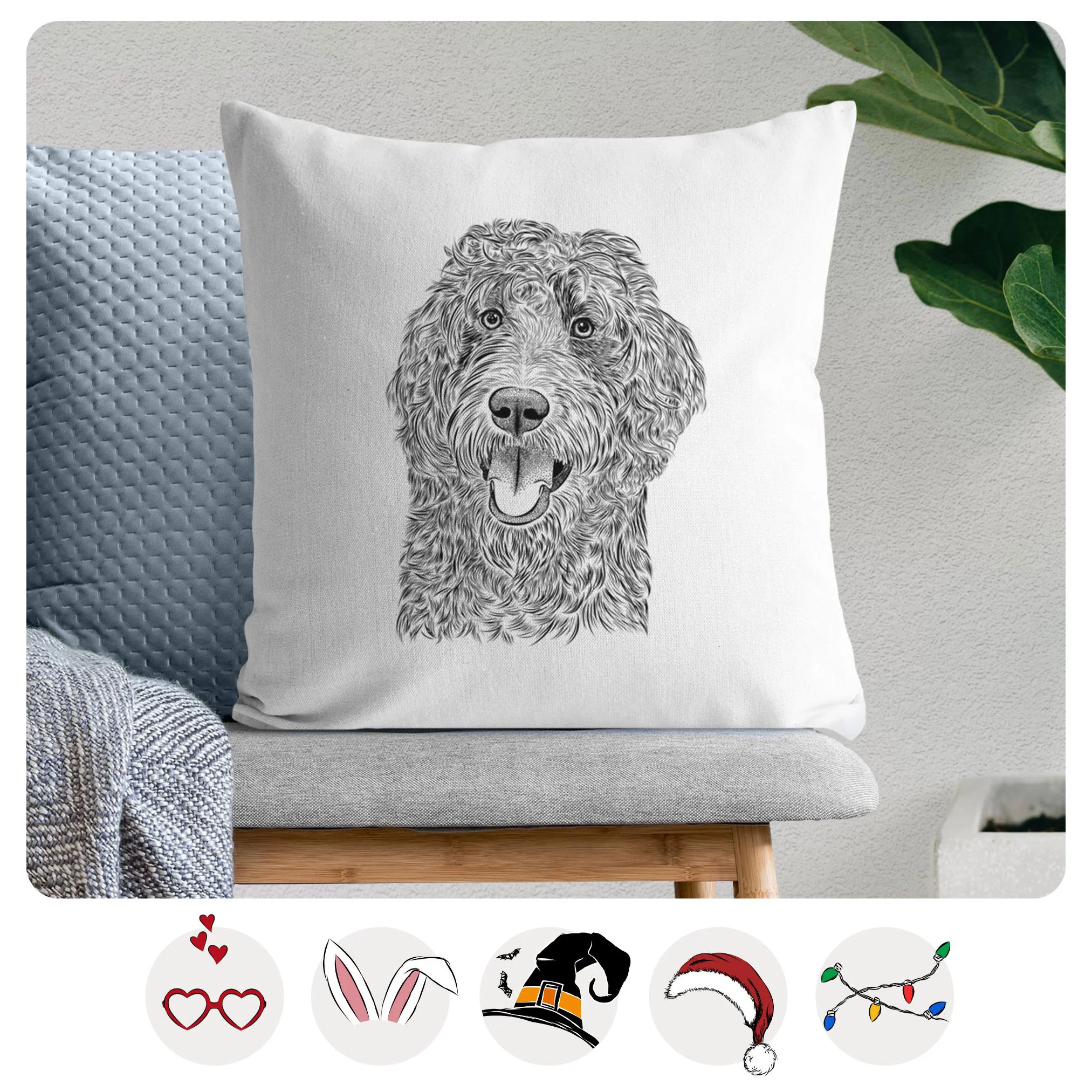 Murr Dog the Labradoodle - Throw Pillow Cover