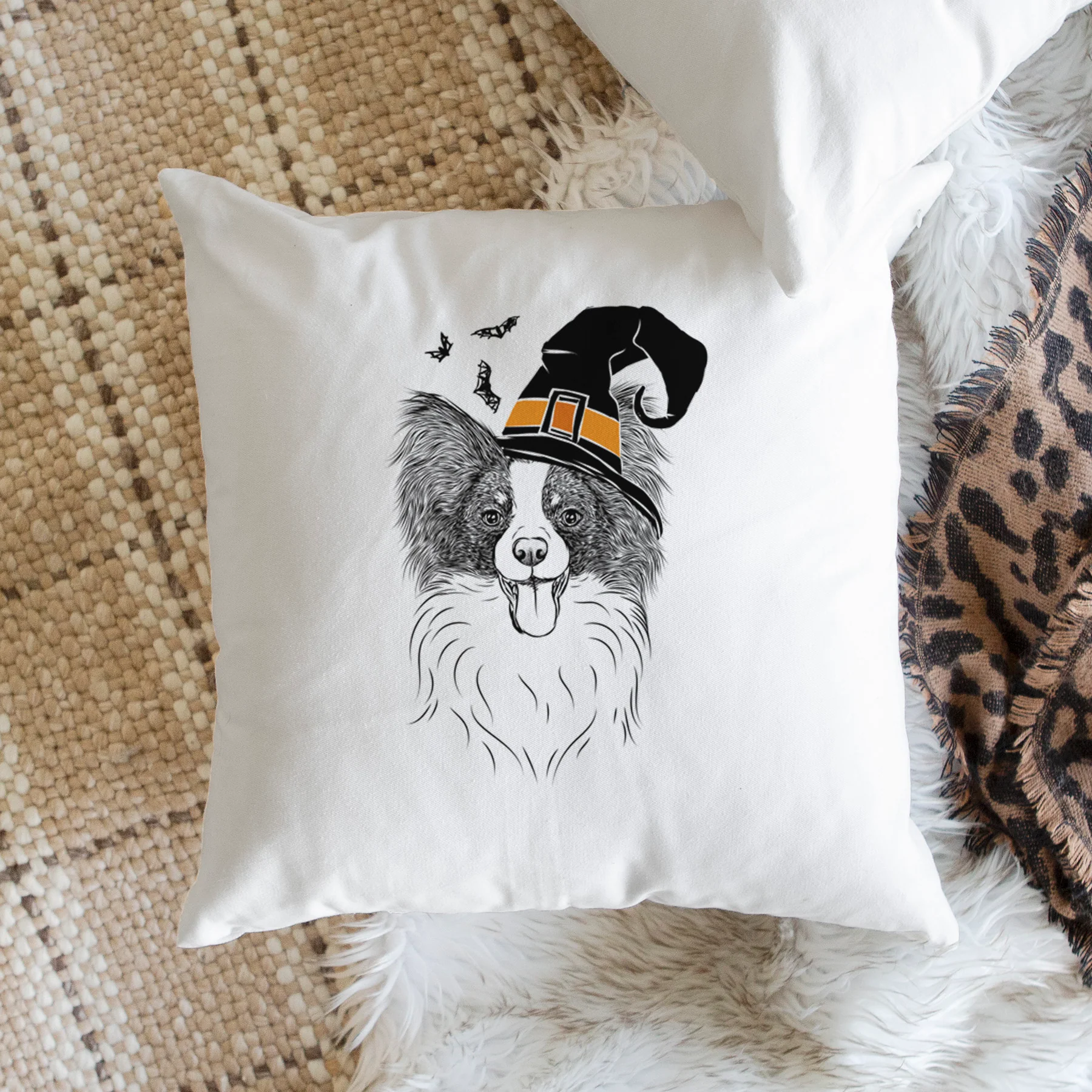 Patrick the Papillon - Throw Pillow Cover - Image 2