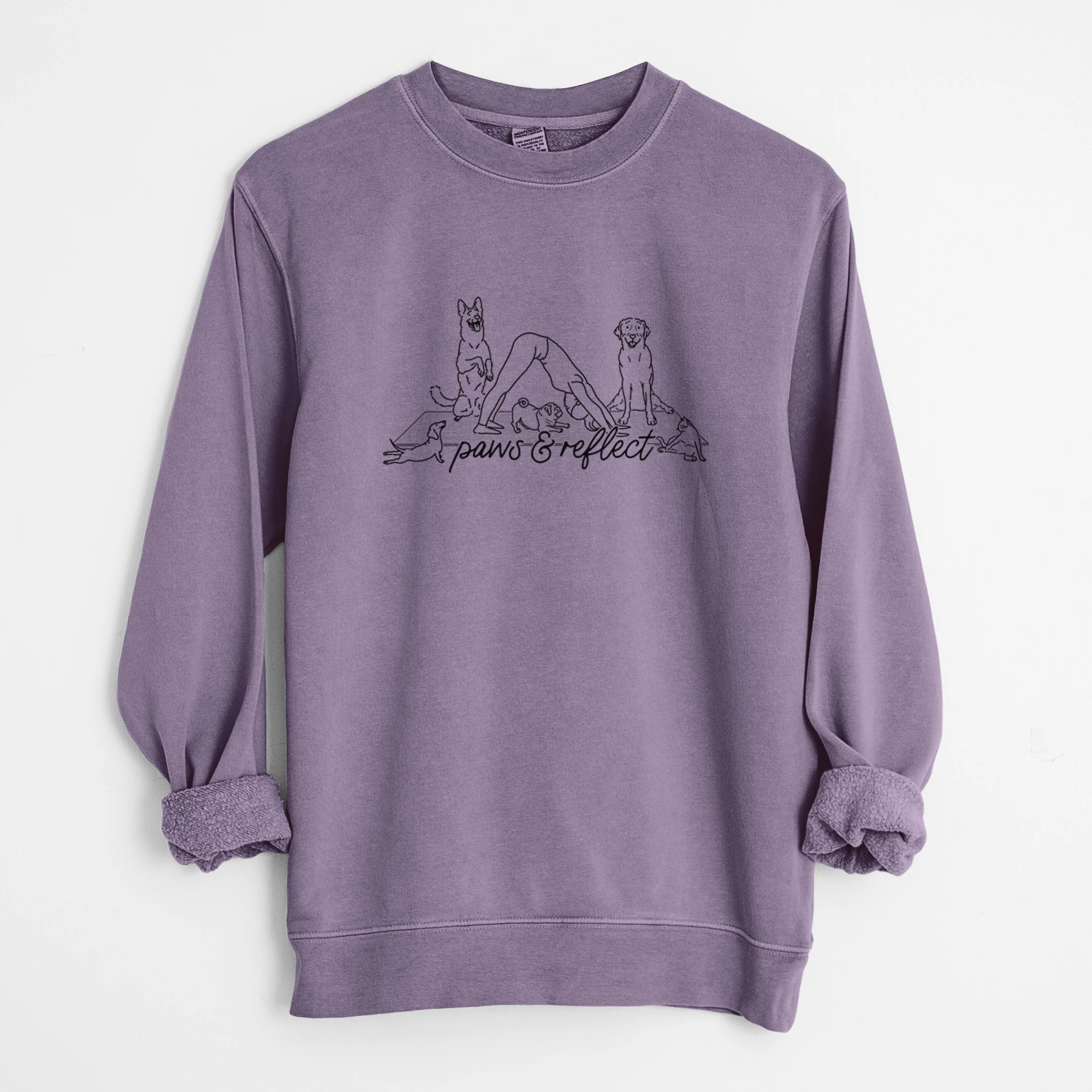 Paws and Reflect - Yoga with Dogs - Unisex Pigment Dyed Crew Sweatshirt - Image 9