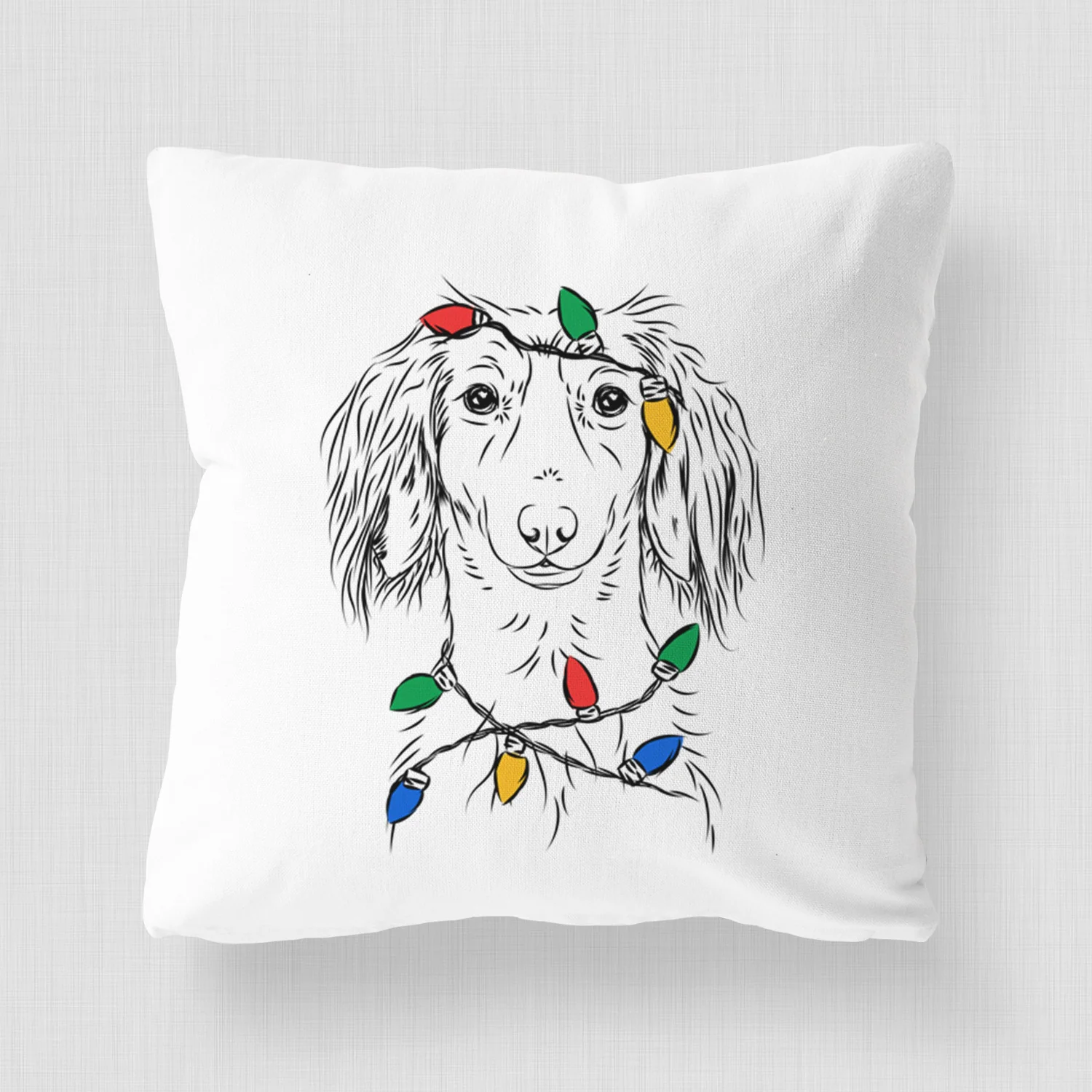 Roux the Long Haired Dachshund - Throw Pillow Cover - Image 4