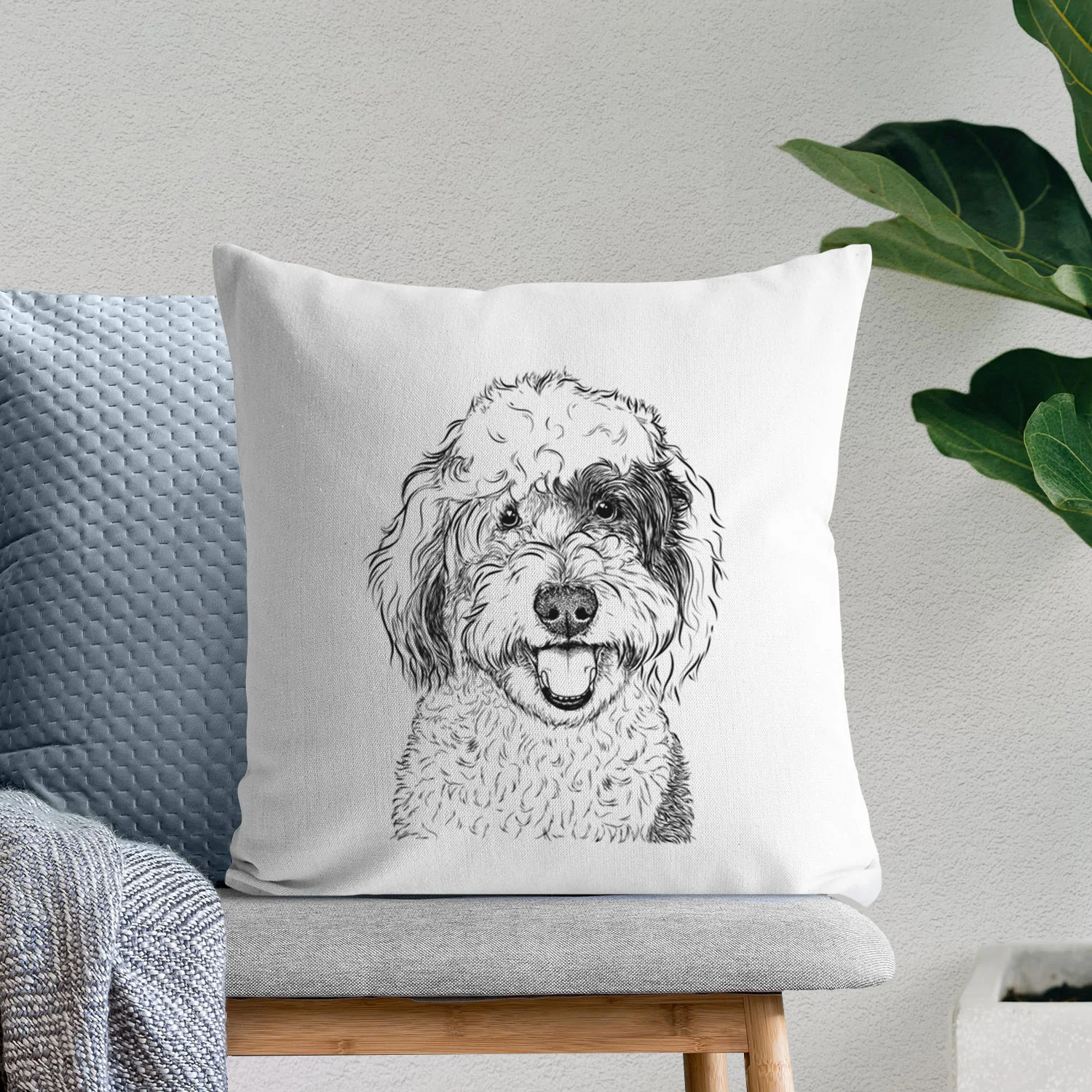 Sherlock the Sheepadoodle - Throw Pillow Cover - Image 6