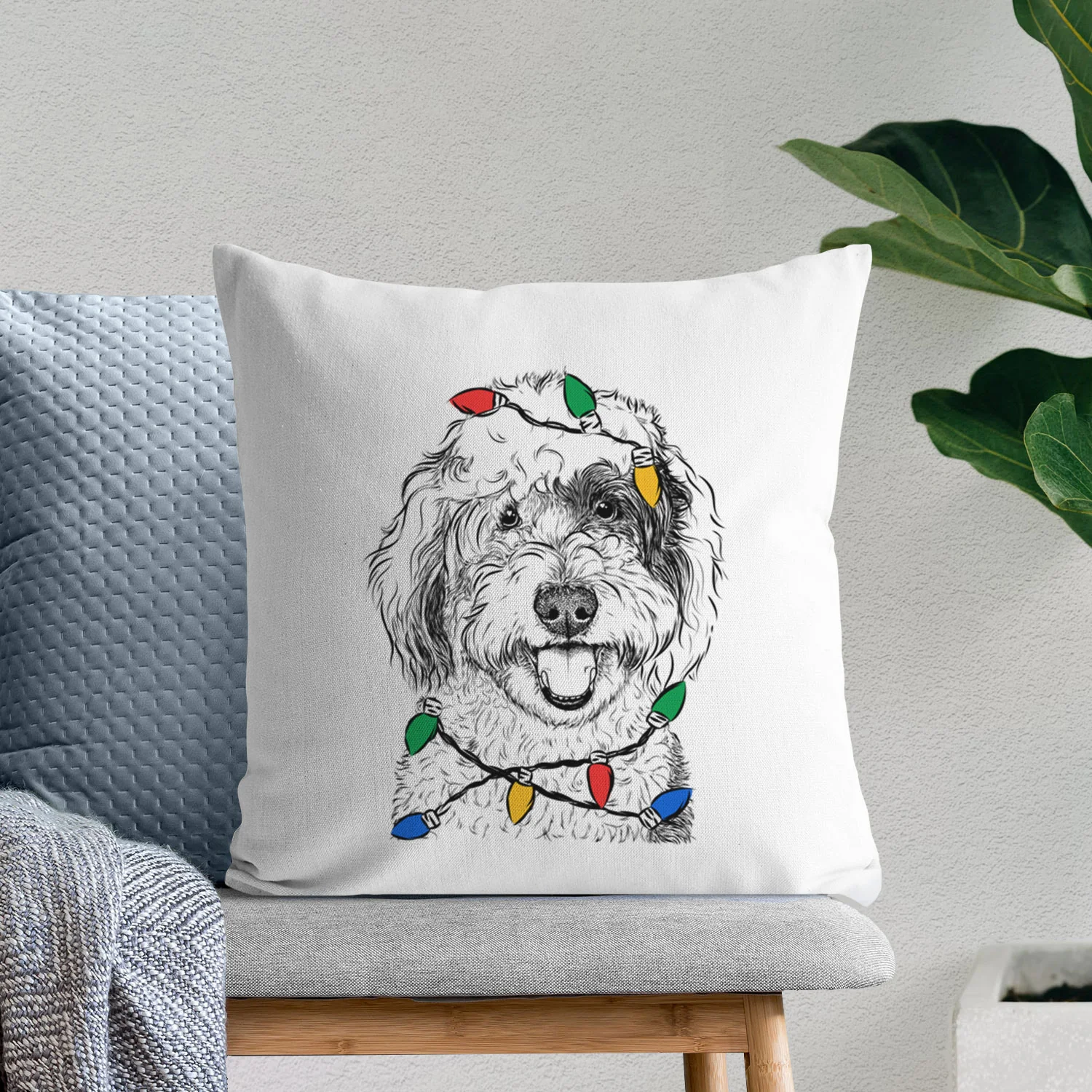 Sherlock the Sheepadoodle - Throw Pillow Cover - Image 9