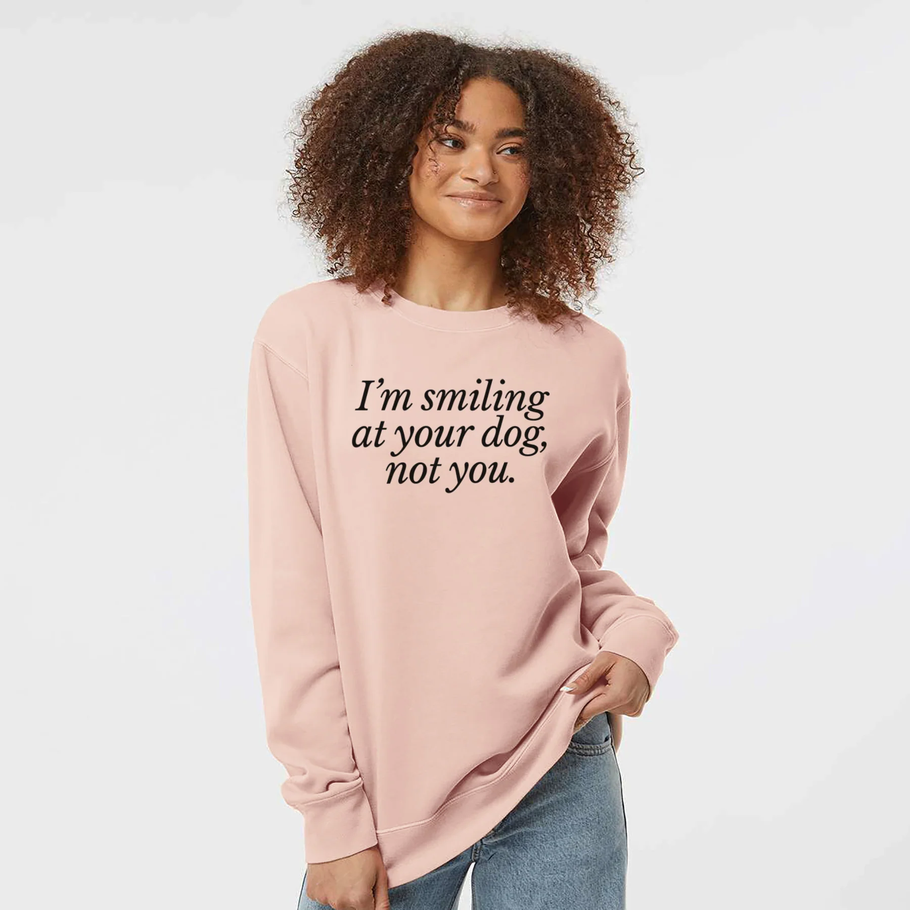I’m smiling at your dog, not you - Unisex Pigment Dyed Crew Sweatshirt - Image 4
