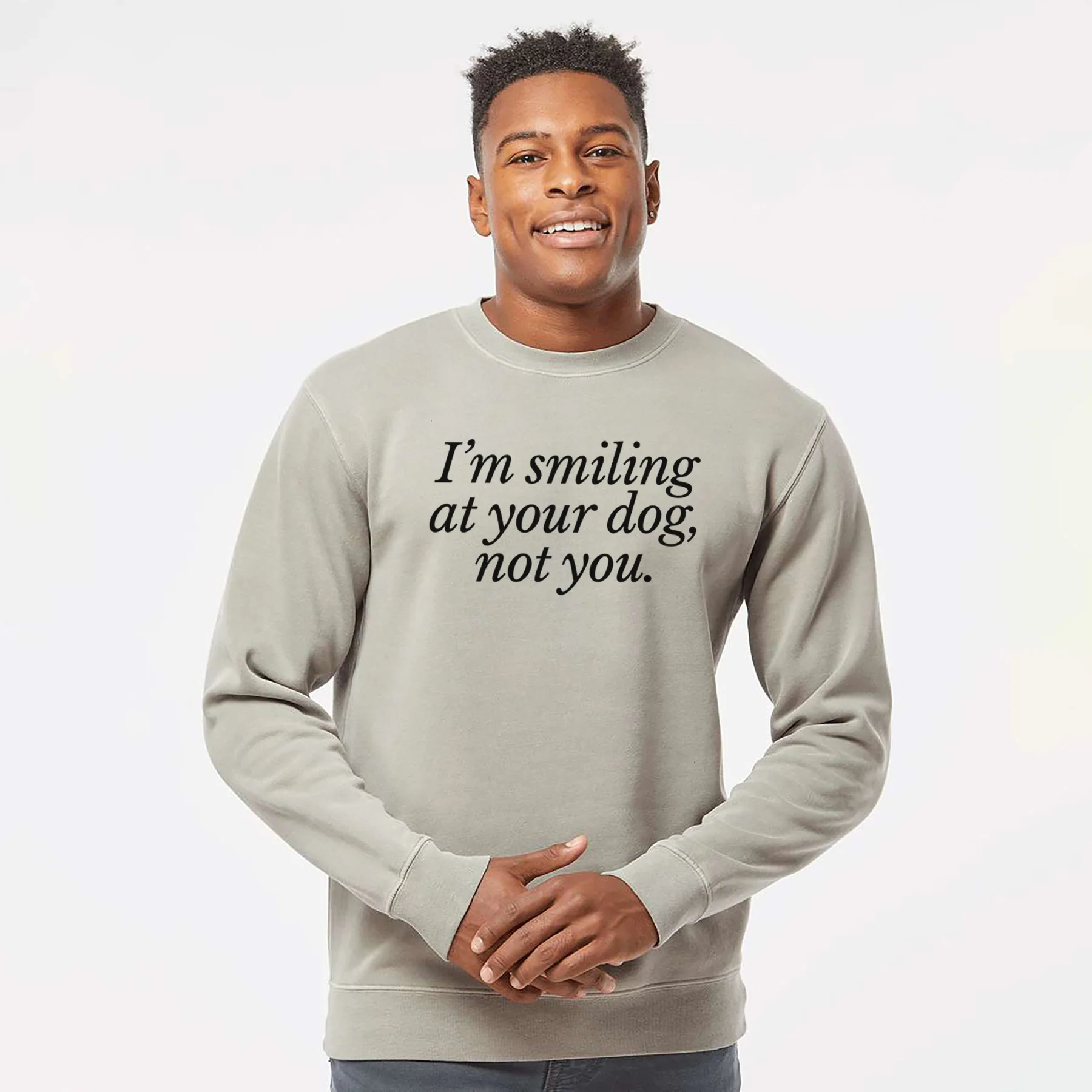I’m smiling at your dog, not you - Unisex Pigment Dyed Crew Sweatshirt - Image 5