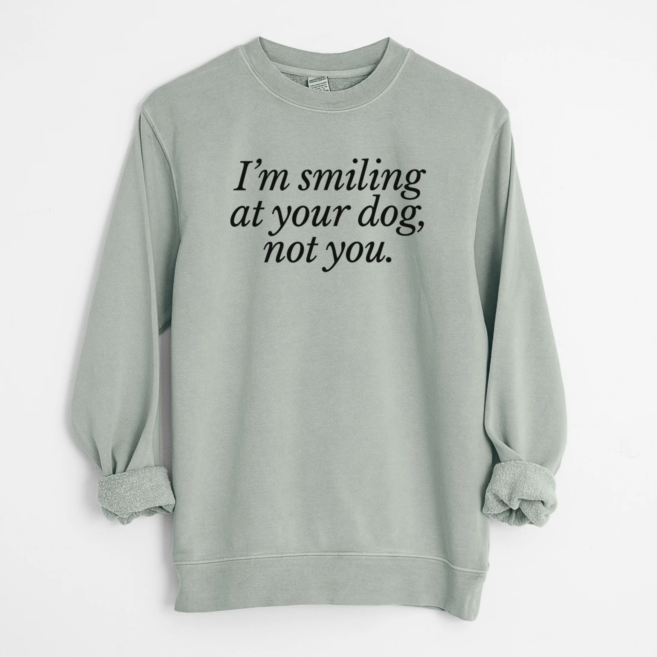 I’m smiling at your dog, not you - Unisex Pigment Dyed Crew Sweatshirt - Image 8