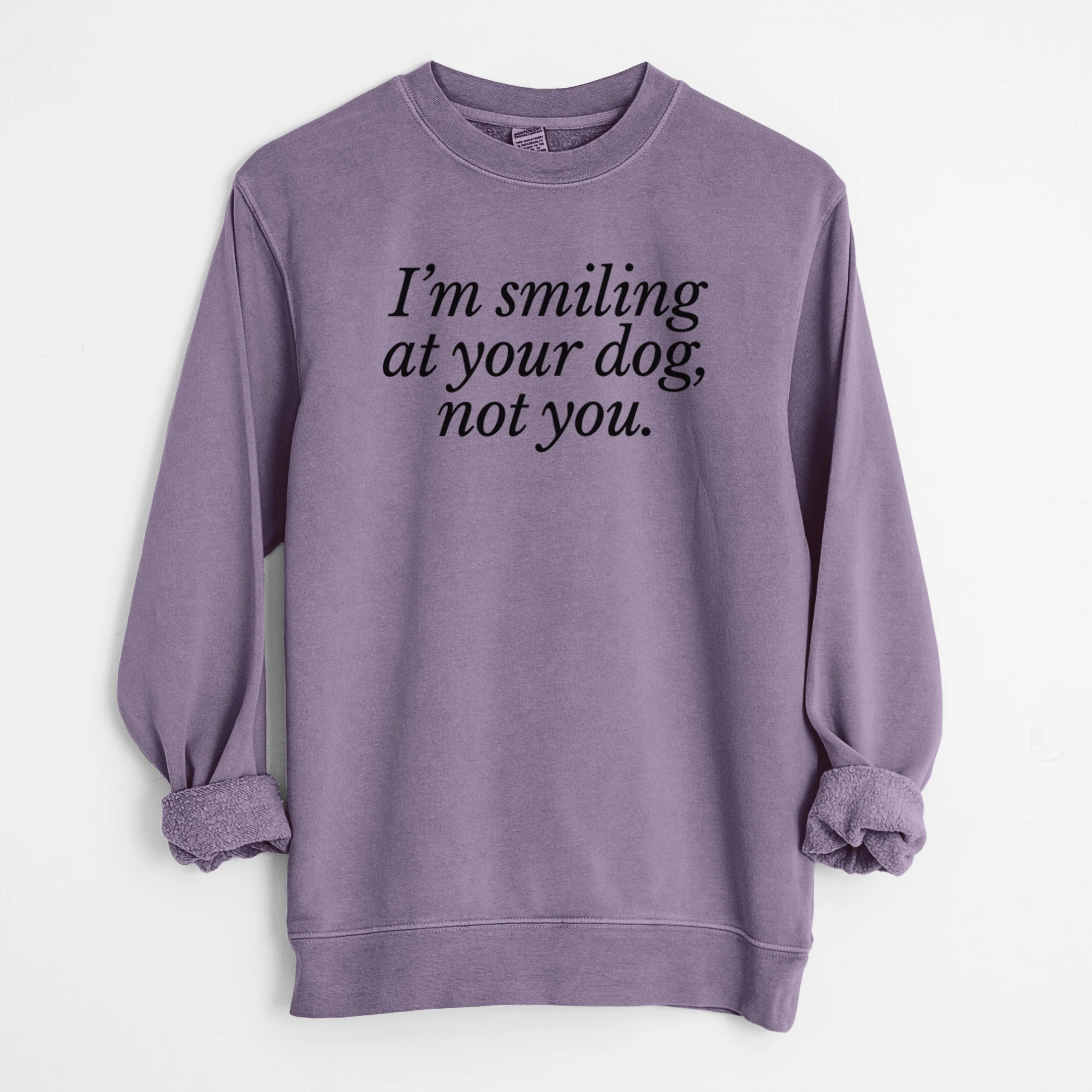 I’m smiling at your dog, not you - Unisex Pigment Dyed Crew Sweatshirt - Image 9