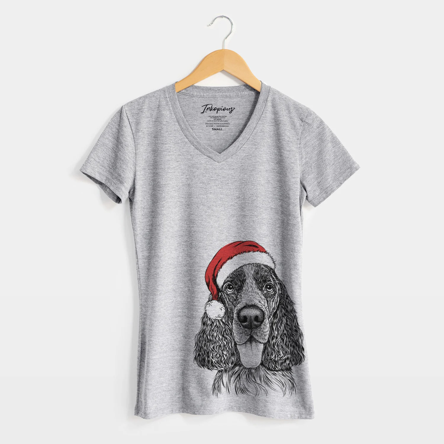 Santa Duke the English Springer Spaniel - Women's Perfect V-neck Shirt - Image 4