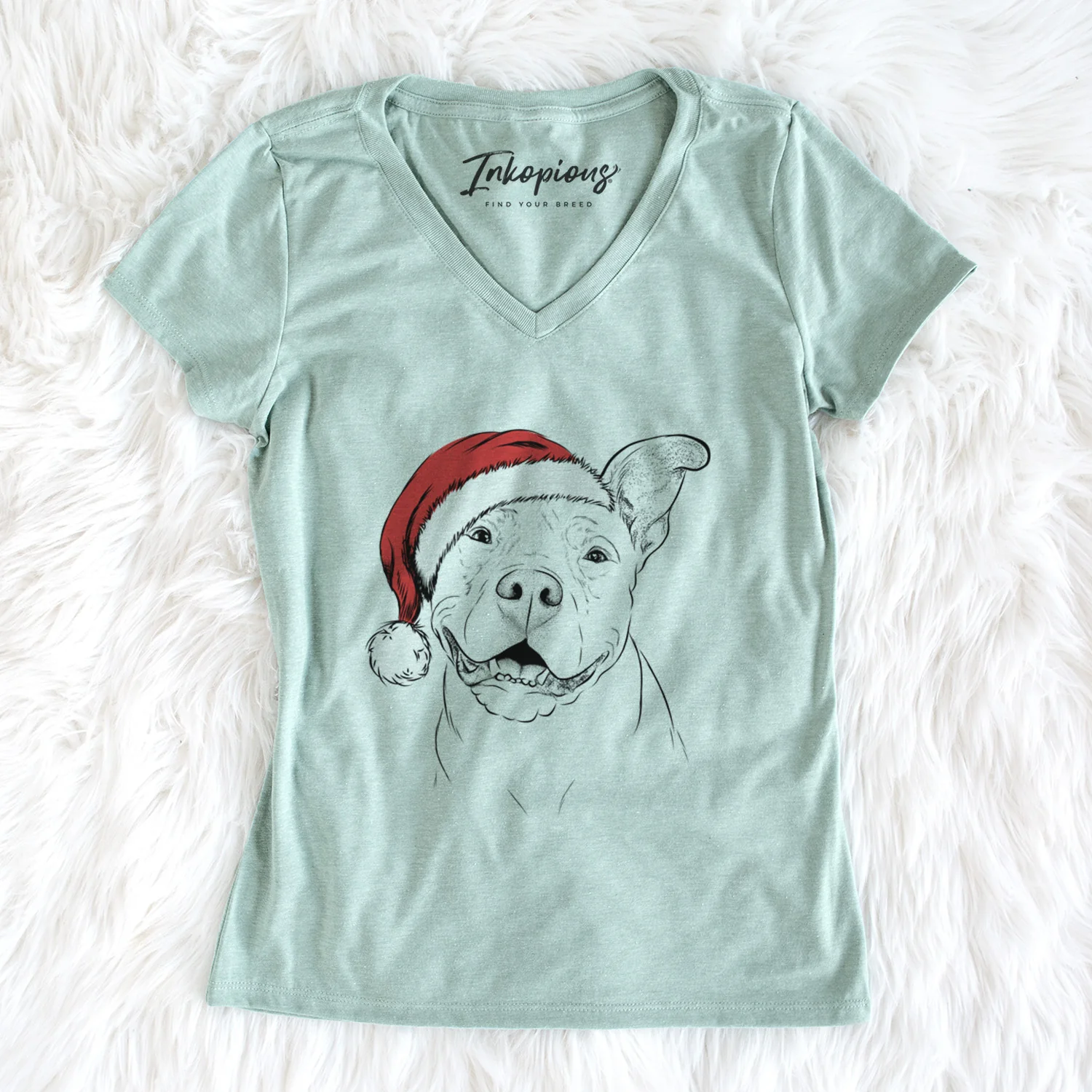 Santa Malibu the Staffordshire Terrier/Pitbull Mix - Women's Perfect V-neck Shirt - Image 5