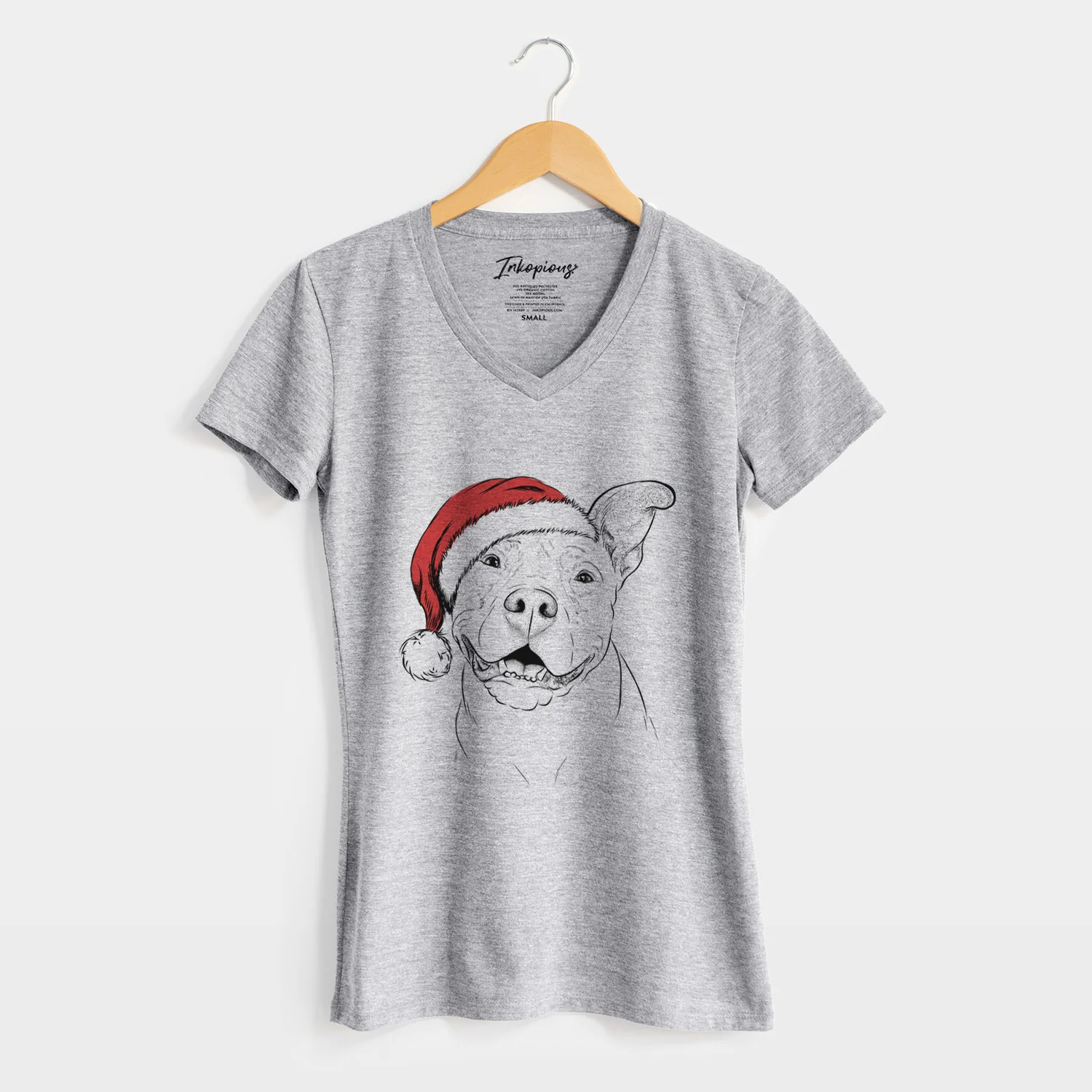 Santa Malibu the Staffordshire Terrier/Pitbull Mix - Women's Perfect V-neck Shirt - Image 8