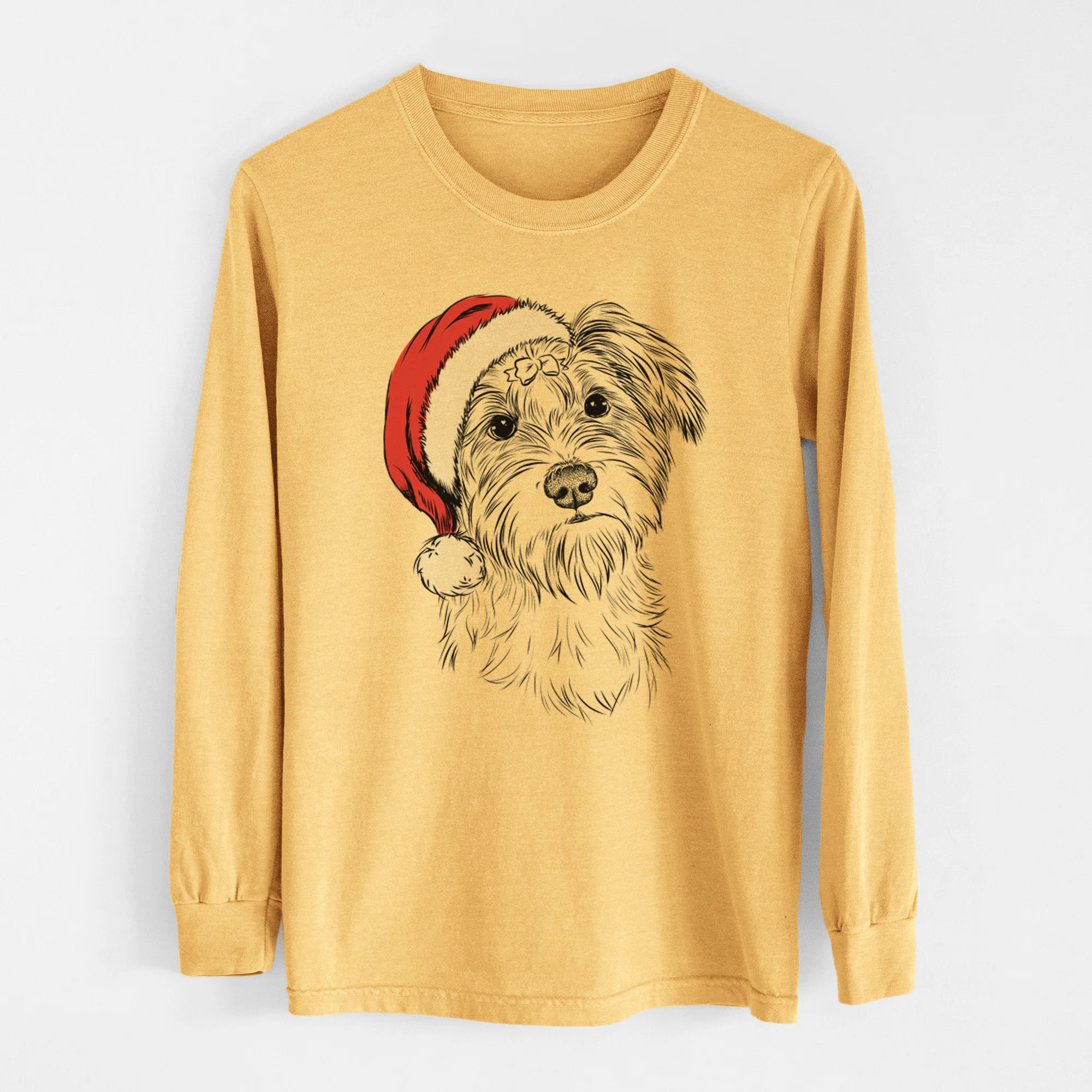 Santa Birdee the Schnauzer Mix - Heavyweight 100% Cotton Long Sleeve - Image 6