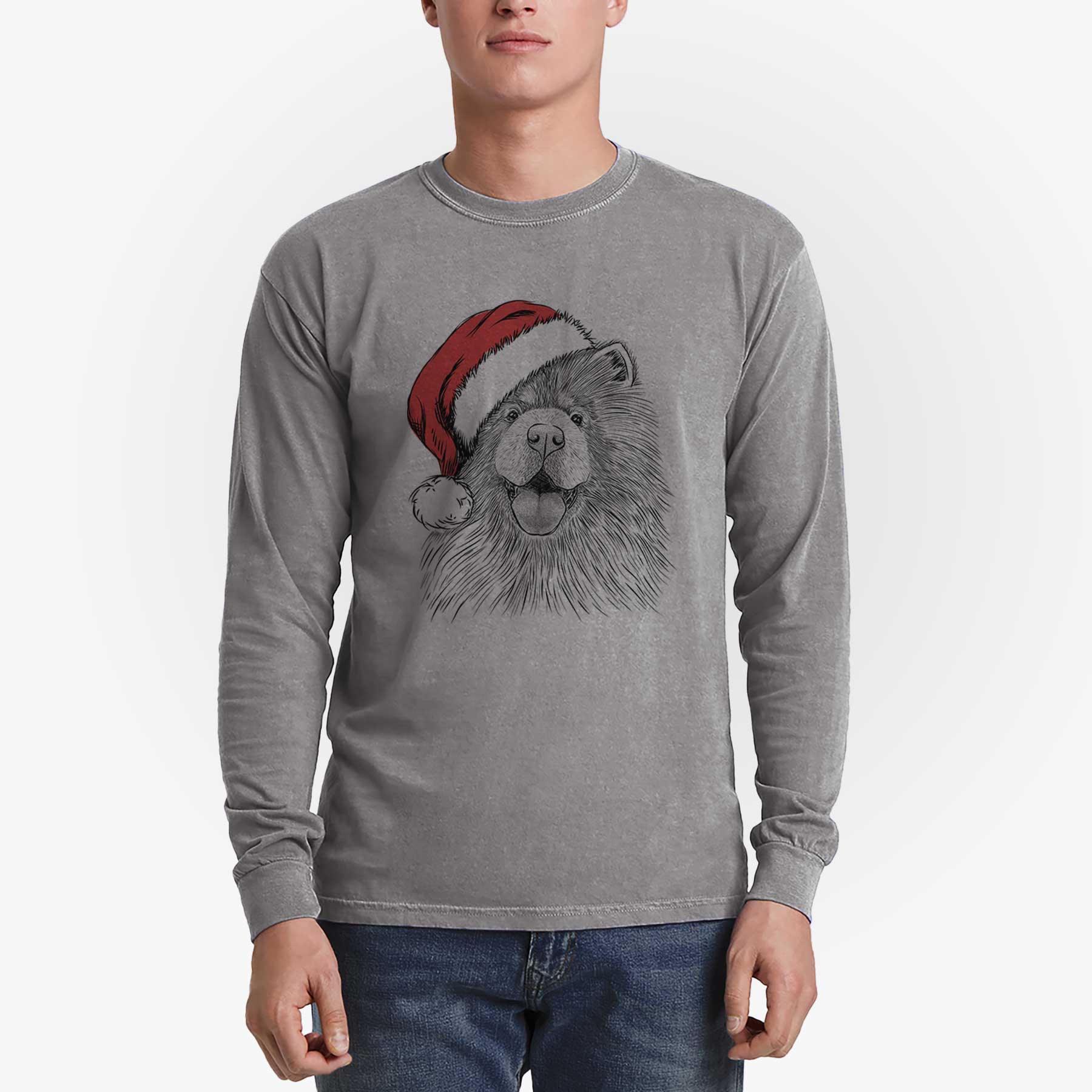 Santa Charming Charlie the Chow Chow - Men's Heavyweight 100% Cotton Long Sleeve - Image 5
