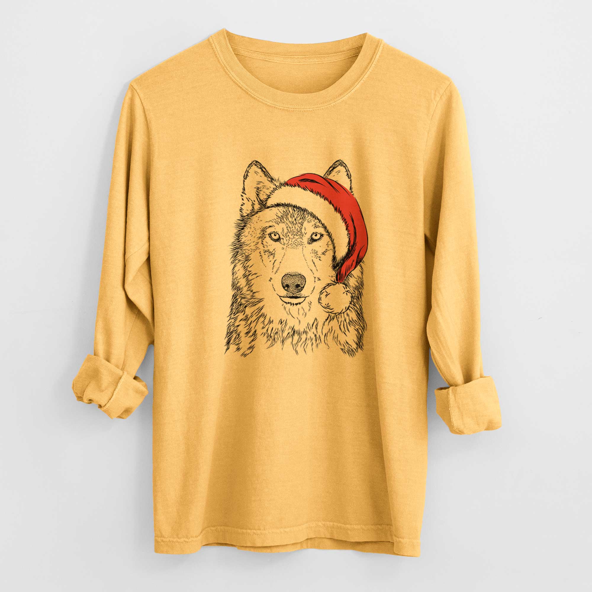 Santa Django the Grey Wolf - Men's Heavyweight 100% Cotton Long Sleeve - Image 3