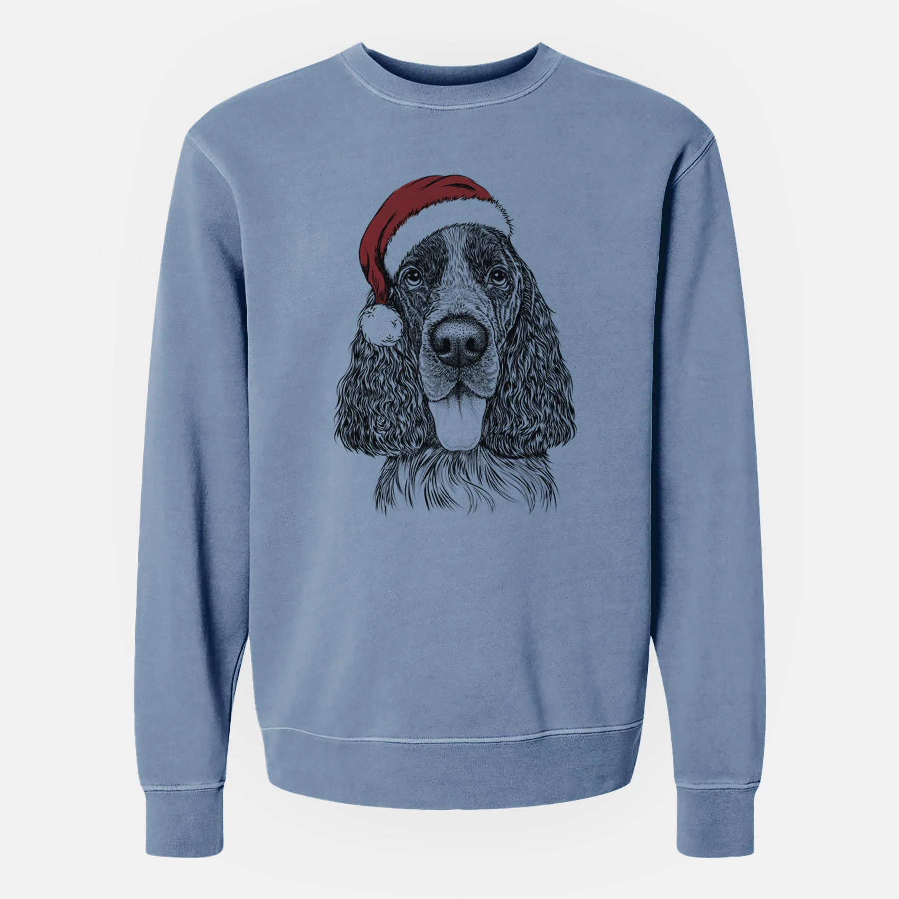 Santa Duke the English Springer Spaniel - Unisex Pigment Dyed Crew Sweatshirt - Image 6