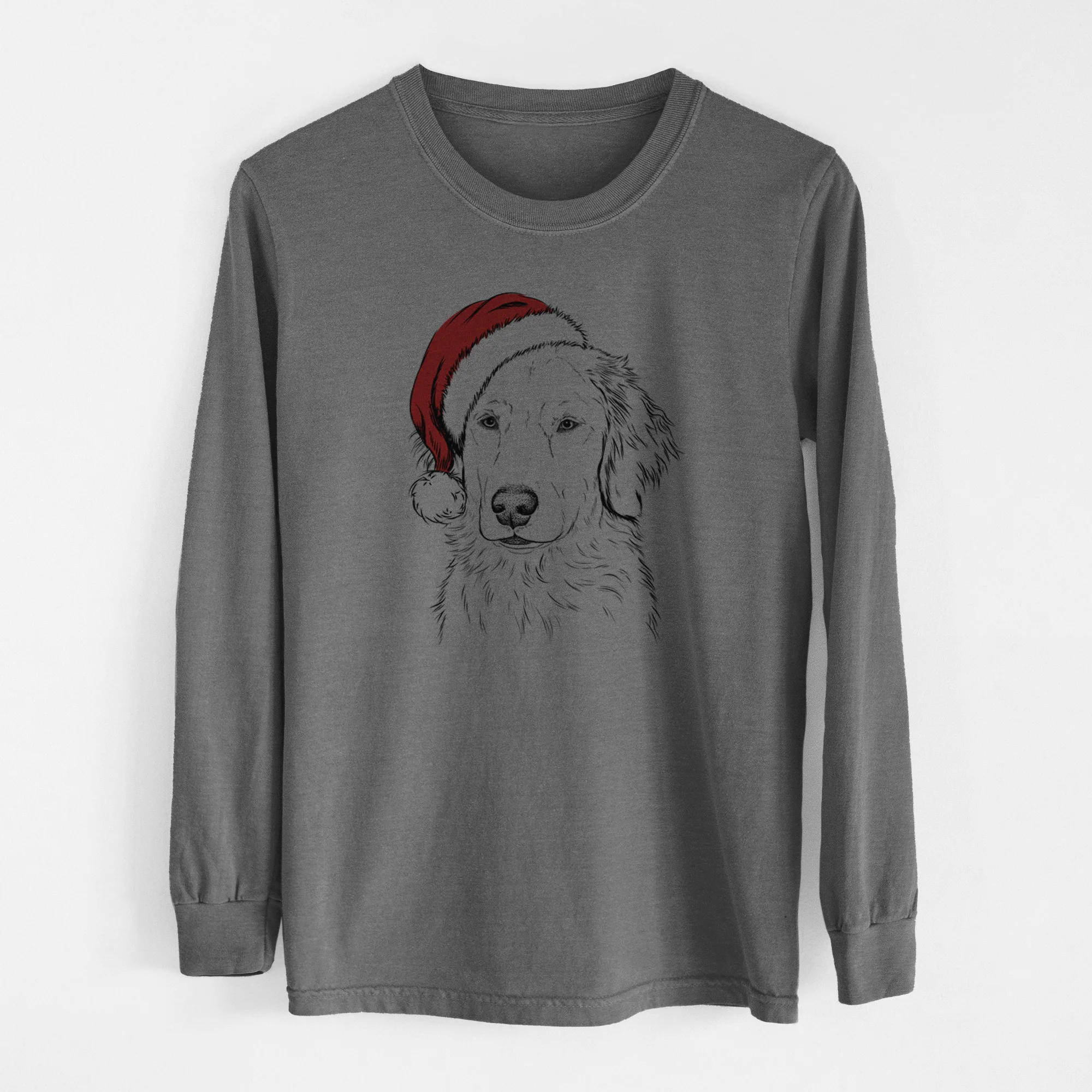 Santa Eli the Golden Retriever - Men's Heavyweight 100% Cotton Long Sleeve - Image 14