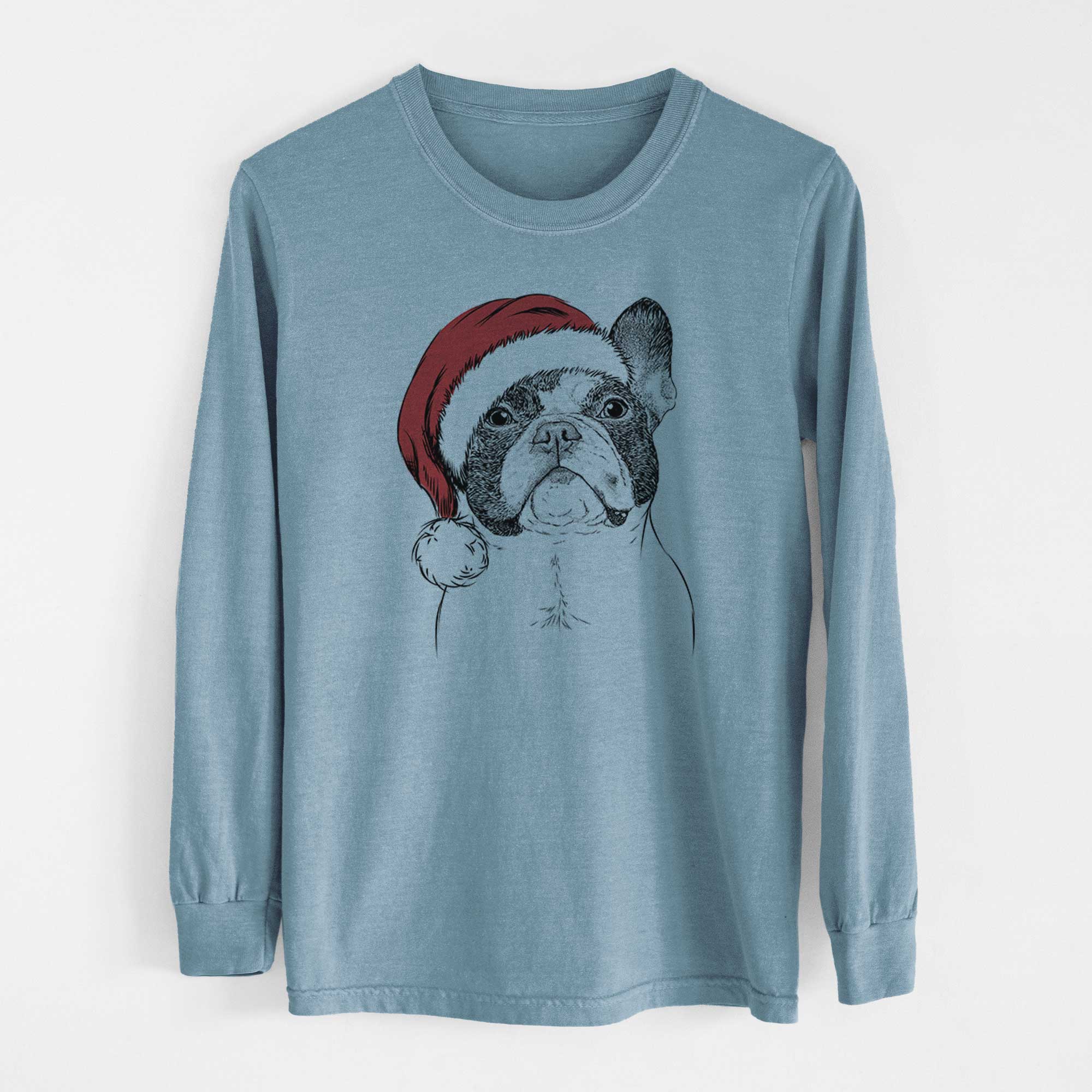 Santa Ella the French Bulldog - Men's Heavyweight 100% Cotton Long Sleeve - Image 8