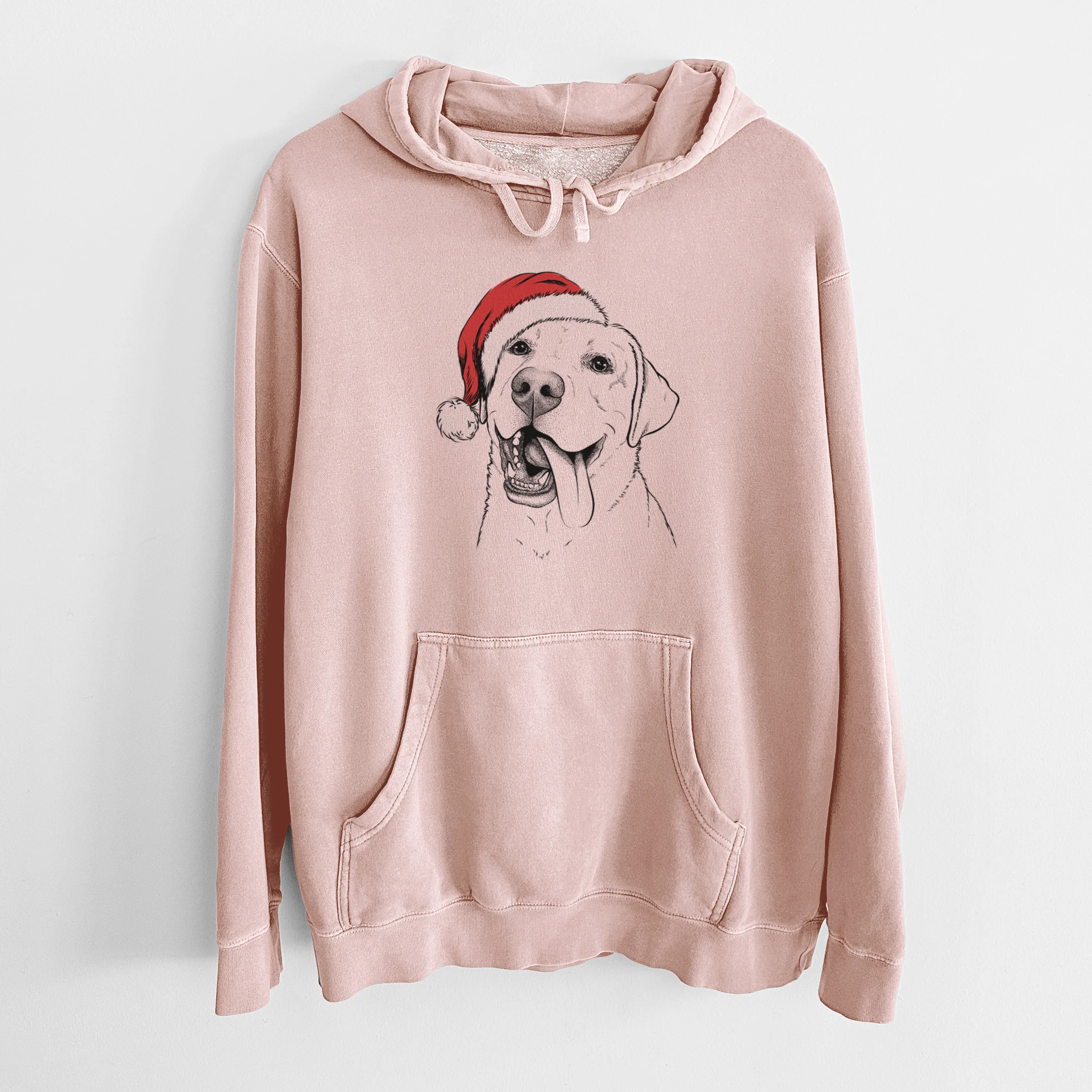 Santa Hat Finn the Labrador Retriever - Unisex Pigment Dyed Hoodie - Image 6