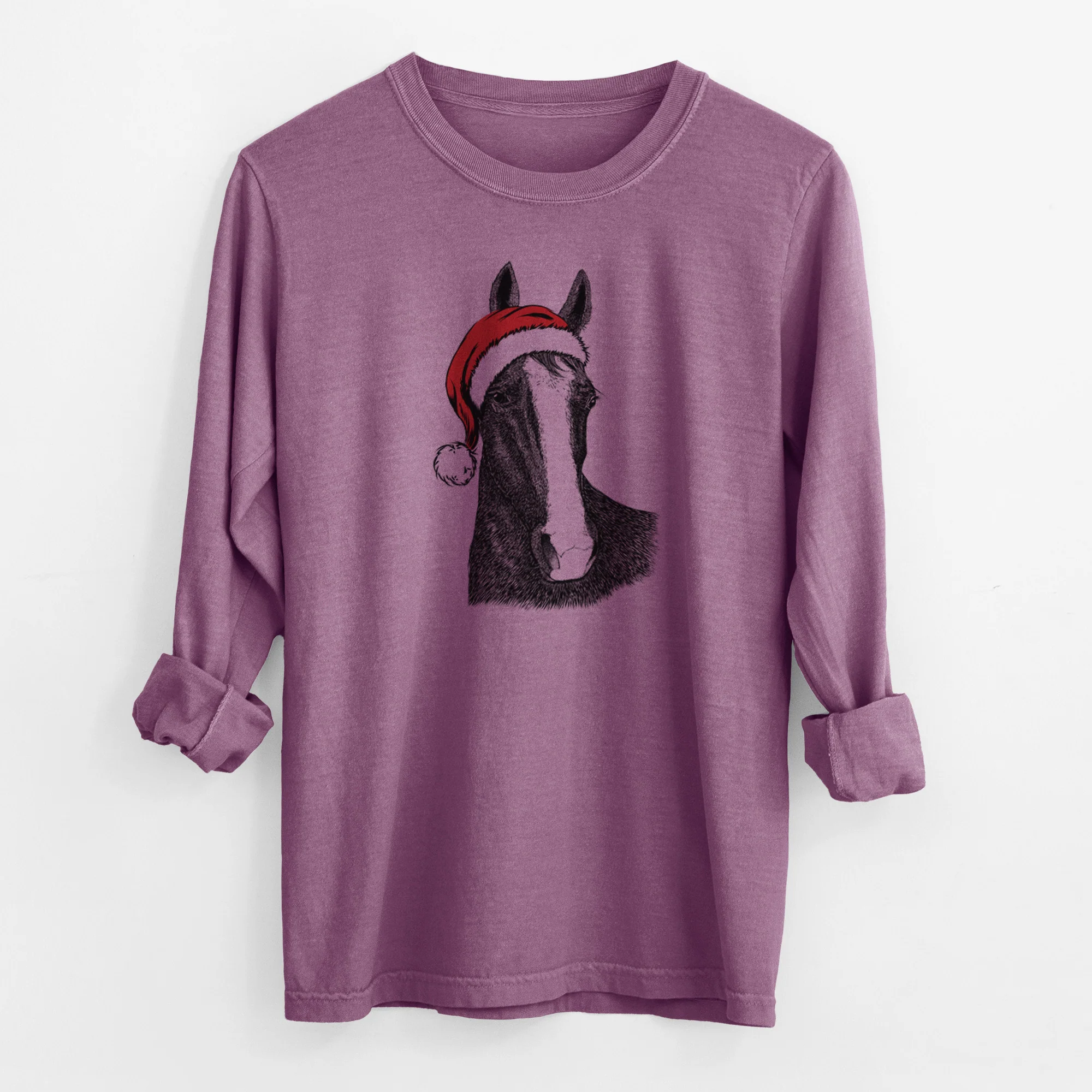 Santa Gibson the Tennessee Walking Horse - Men's Heavyweight 100% Cotton Long Sleeve - Image 10