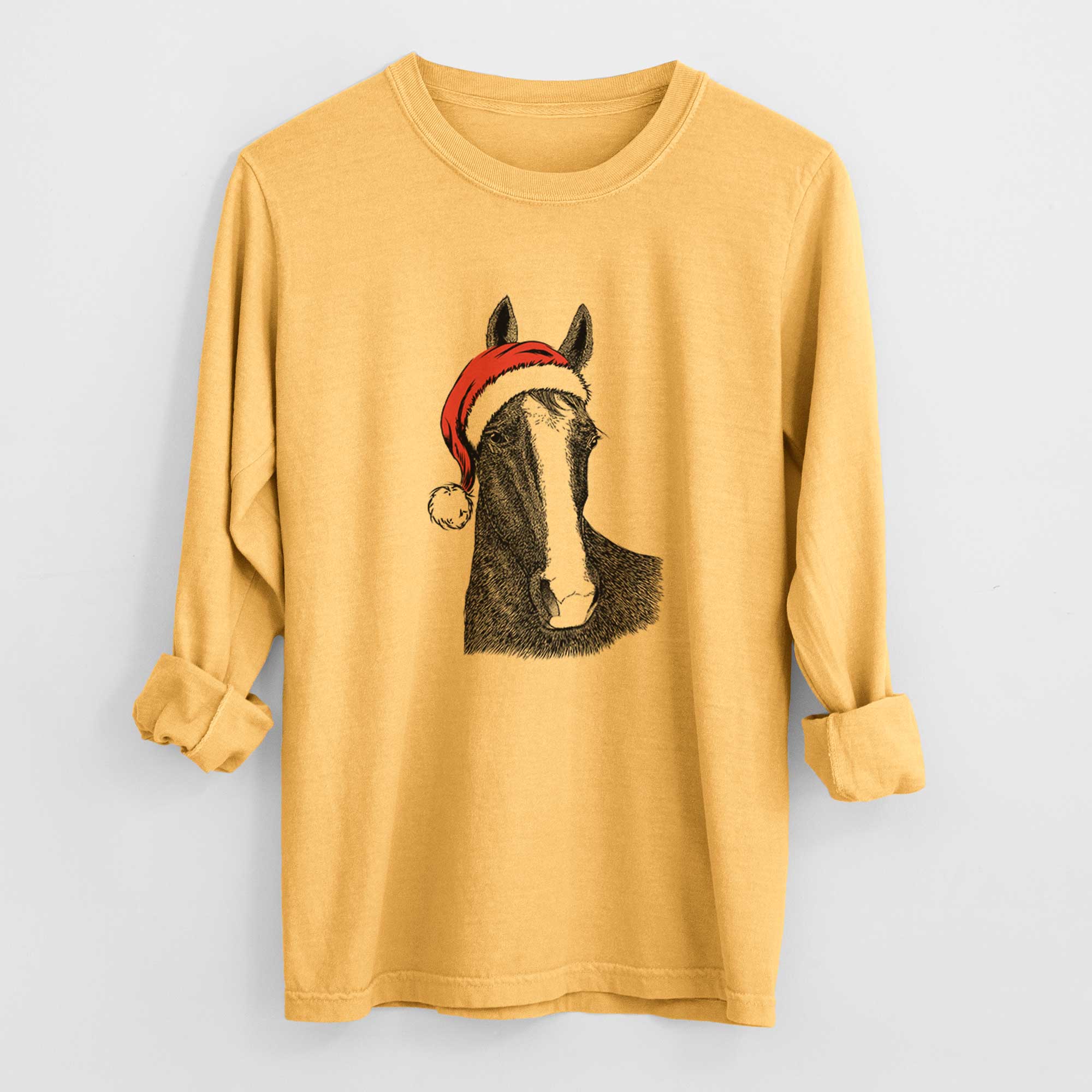 Santa Gibson the Tennessee Walking Horse - Men's Heavyweight 100% Cotton Long Sleeve - Image 3