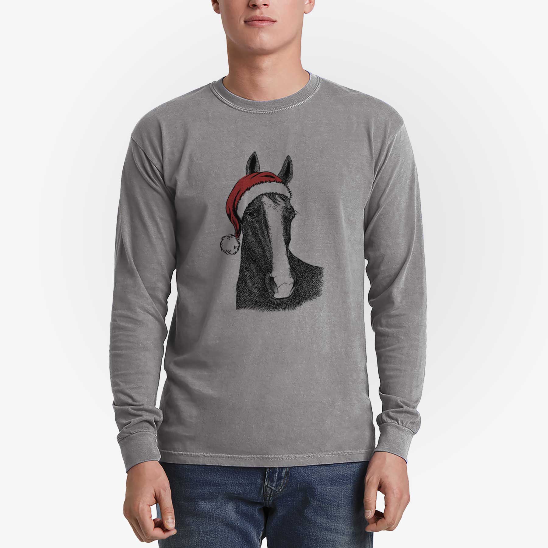 Santa Gibson the Tennessee Walking Horse - Men's Heavyweight 100% Cotton Long Sleeve - Image 5