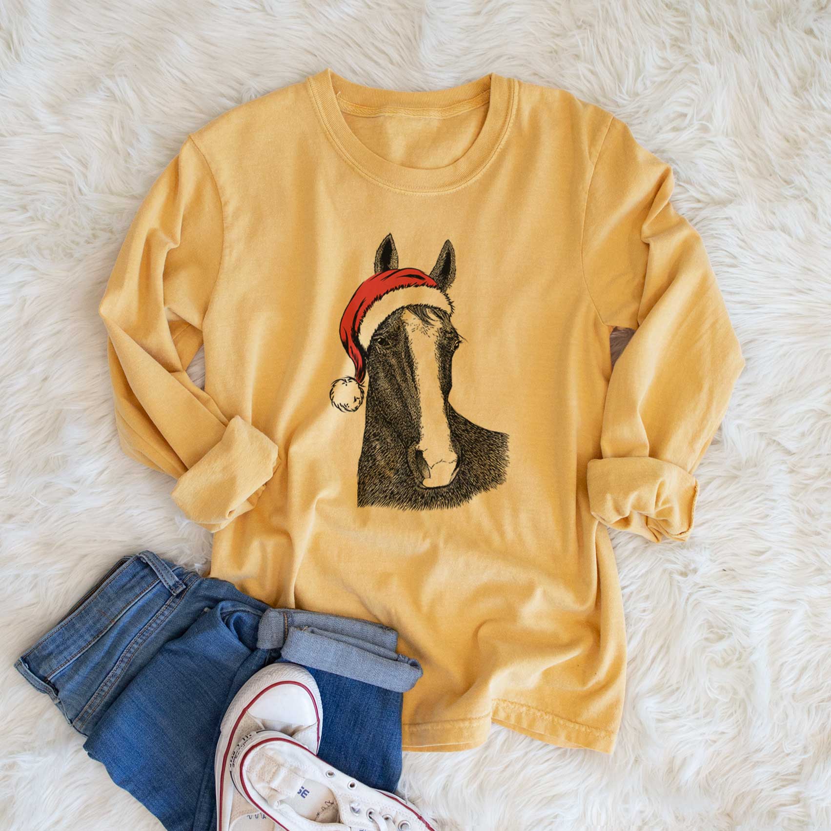 Santa Gibson the Tennessee Walking Horse - Men's Heavyweight 100% Cotton Long Sleeve - Image 6
