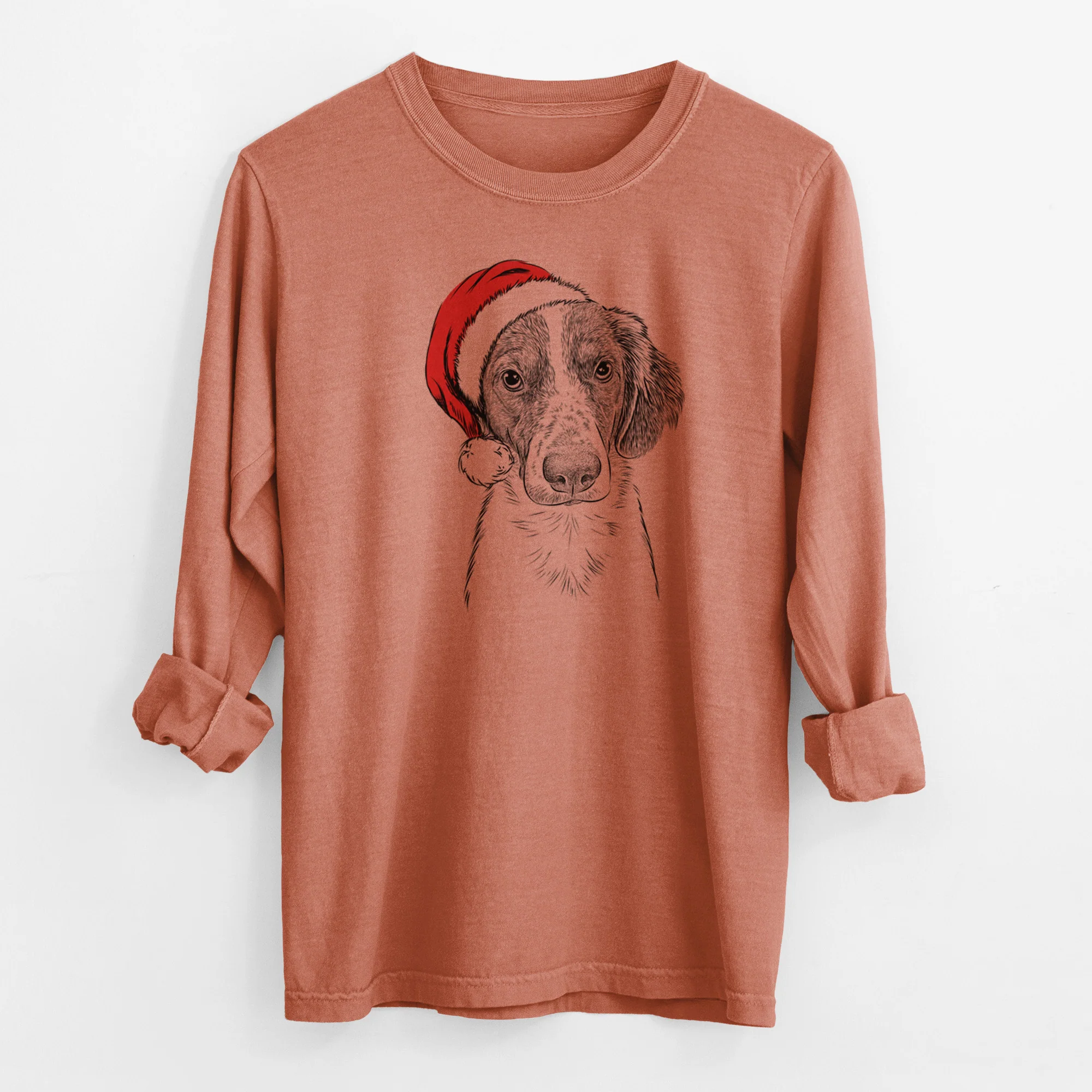 Santa Holly the Brittany Spaniel - Men's Heavyweight 100% Cotton Long Sleeve - Image 13