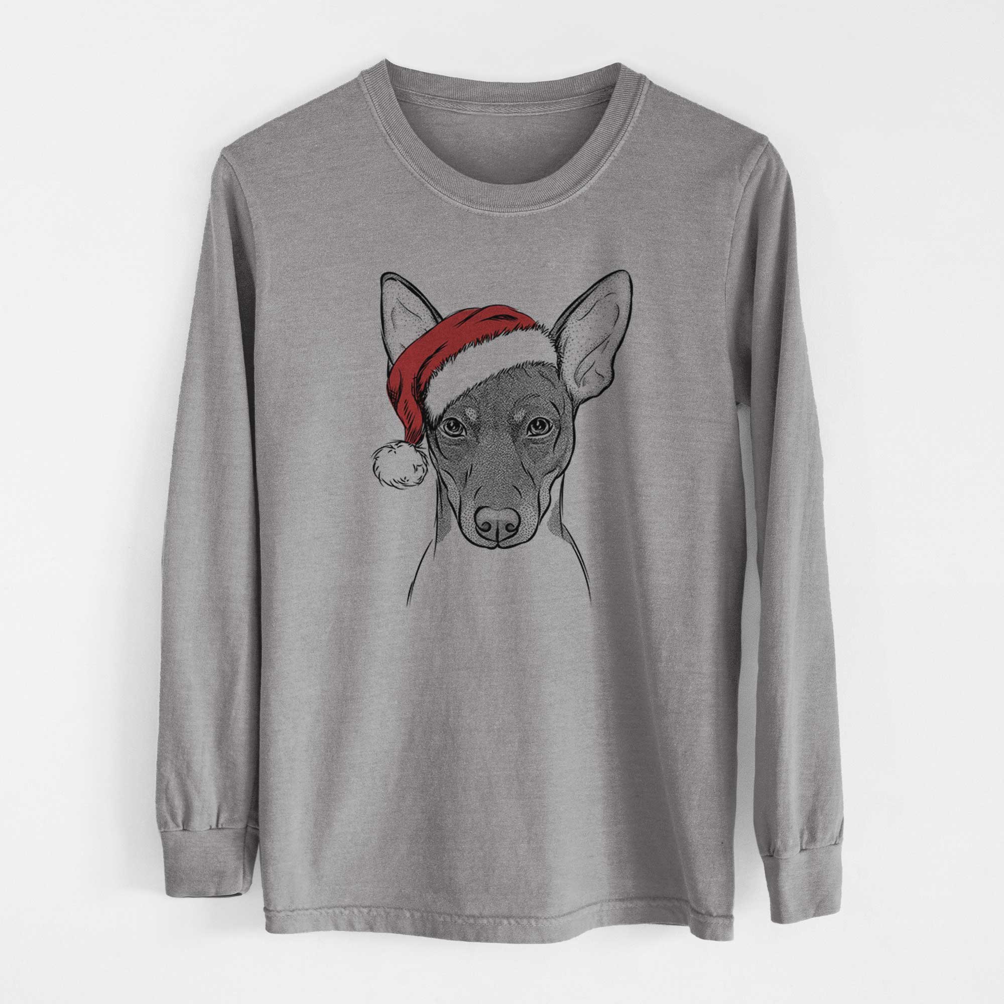 Santa Knox the Rat Terrier - Men's Heavyweight 100% Cotton Long Sleeve - Image 7