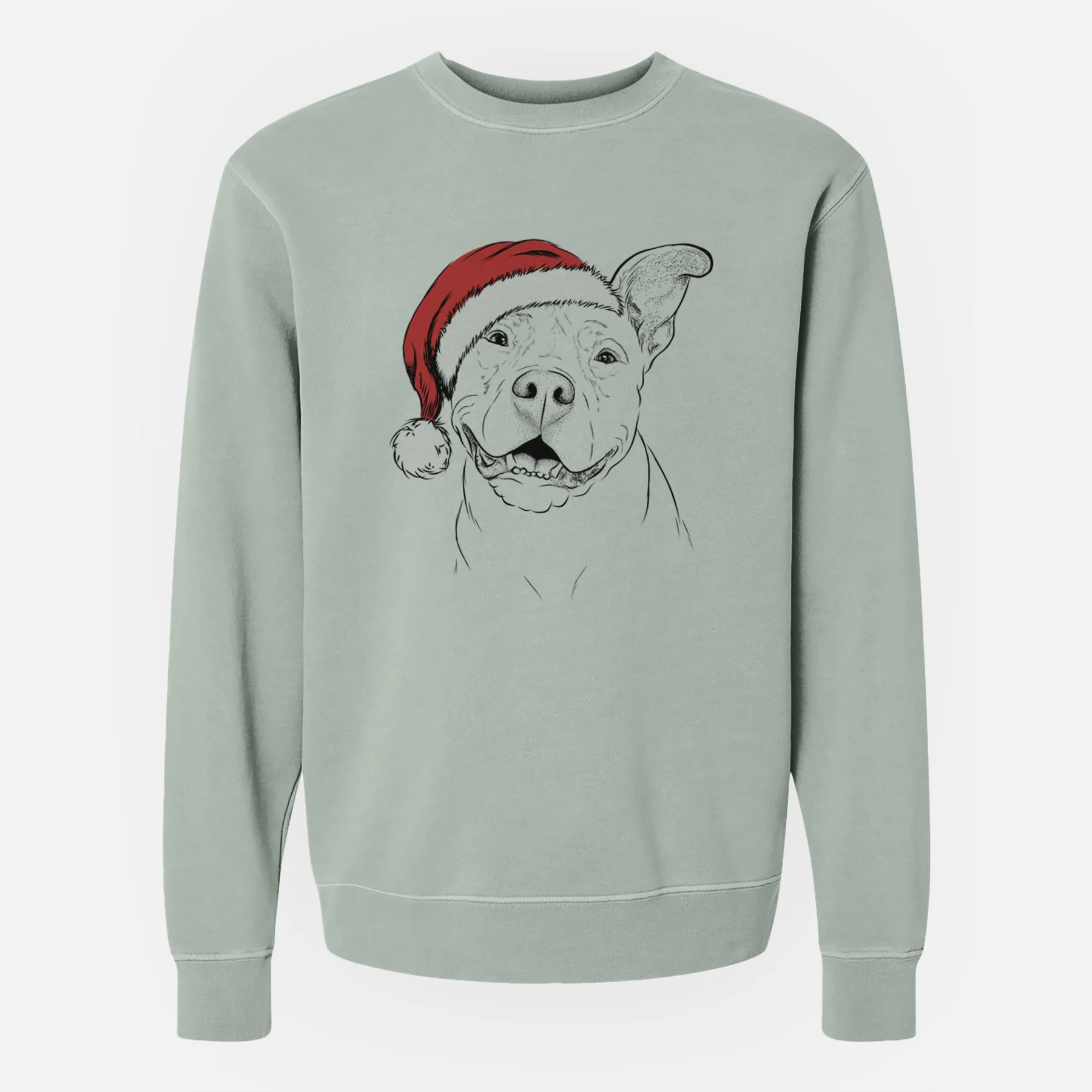 Santa Malibu the Staffordshire Terrier/Pitbull Mix - Unisex Pigment Dyed Crew Sweatshirt - Image 3