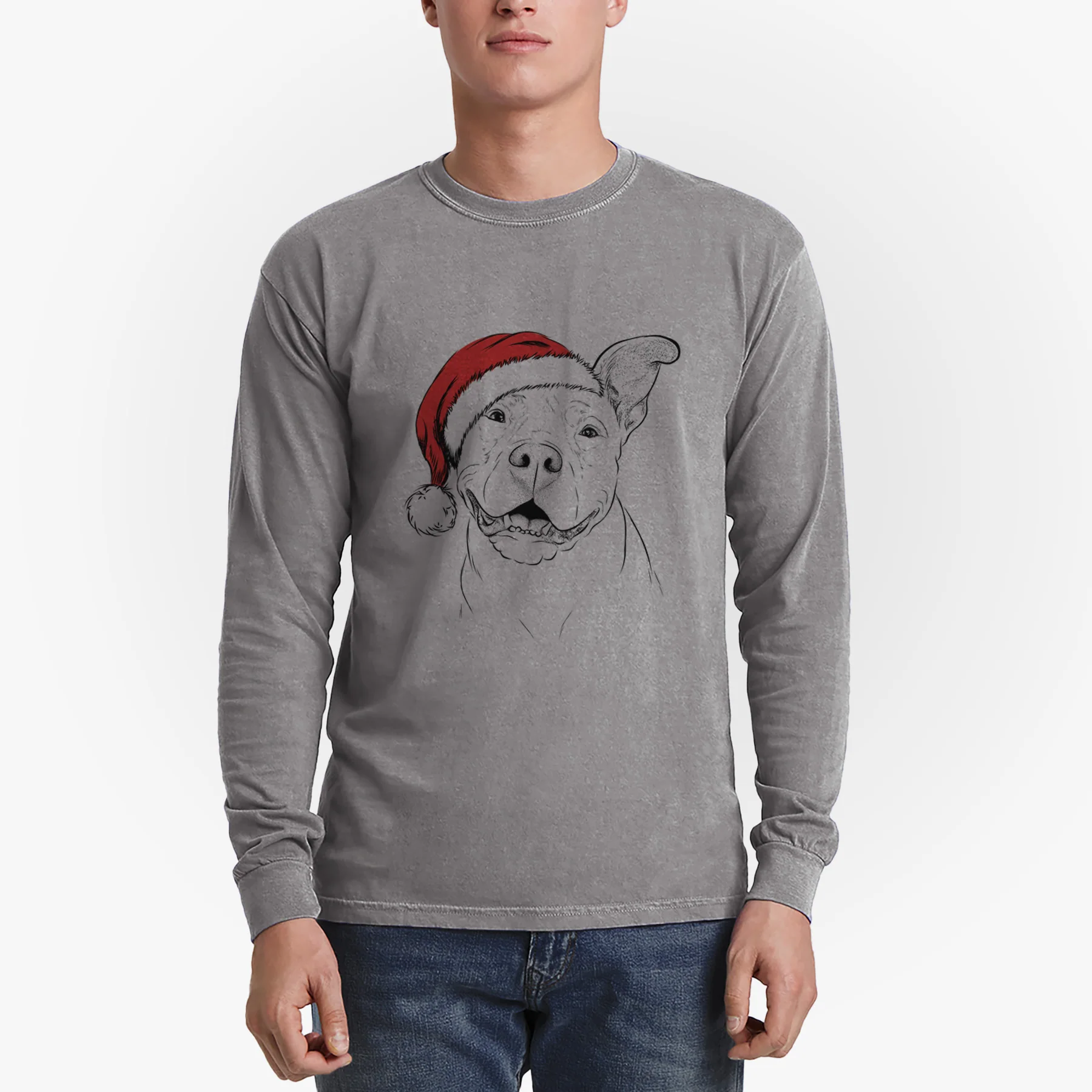 Santa Malibu the Staffordshire Terrier/Pitbull Mix - Heavyweight 100% Cotton Long Sleeve - Image 4