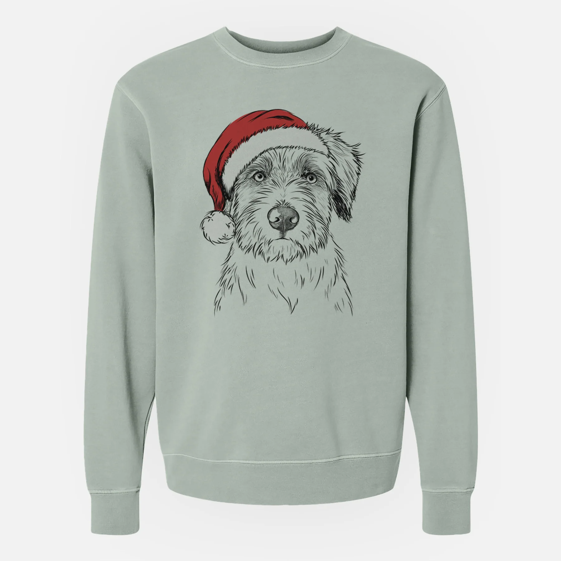Santa Marek the Bernedoodle - Unisex Pigment Dyed Crew Sweatshirt - Image 3