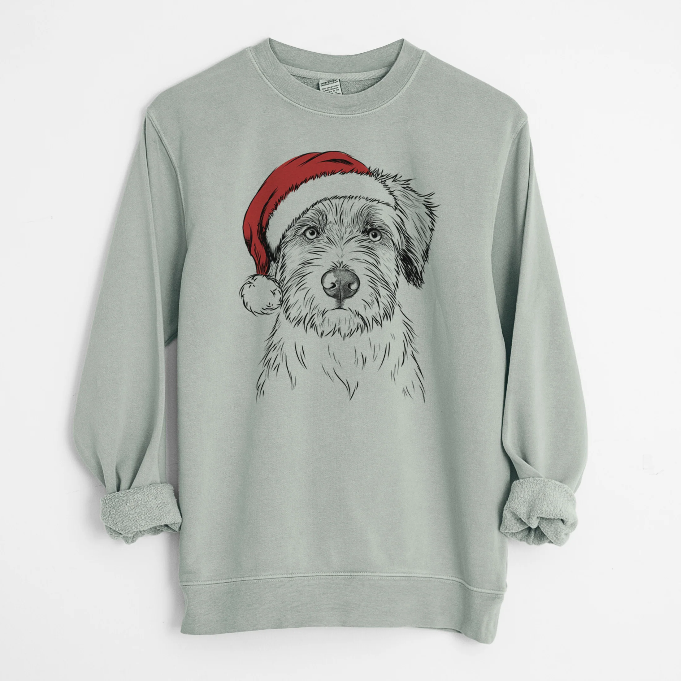 Santa Marek the Bernedoodle - Unisex Pigment Dyed Crew Sweatshirt - Image 7
