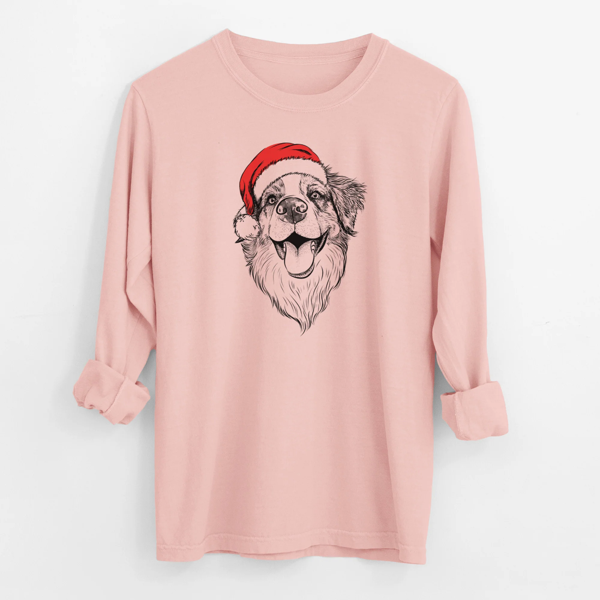 Santa Mila the Australian Shepherd - Men's Heavyweight 100% Cotton Long Sleeve - Image 11