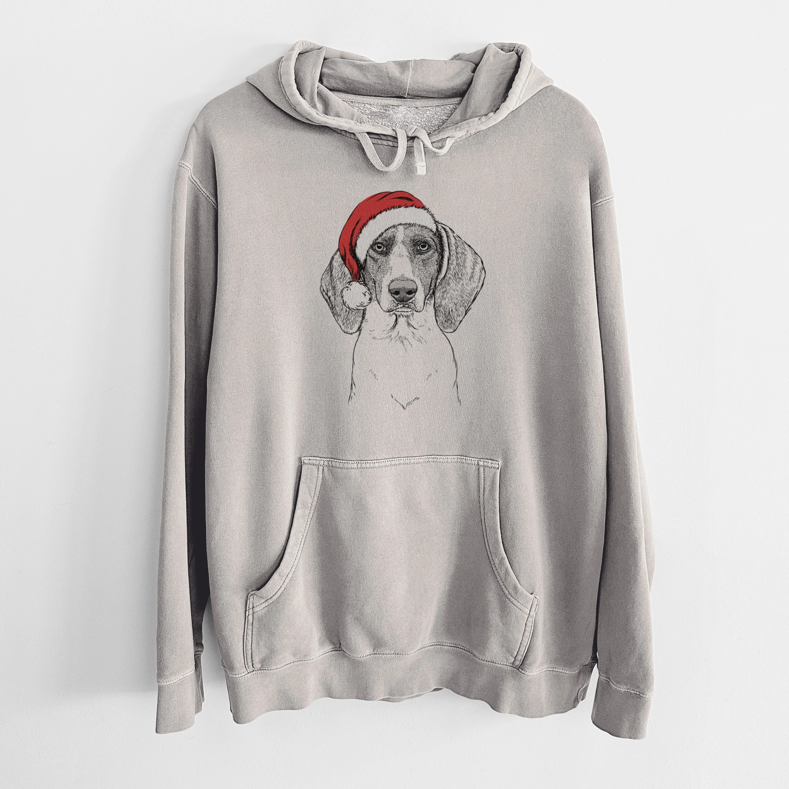 Santa Hat Orin the Treeing Walker Coonhound - Unisex Pigment Dyed Hoodie - Image 5