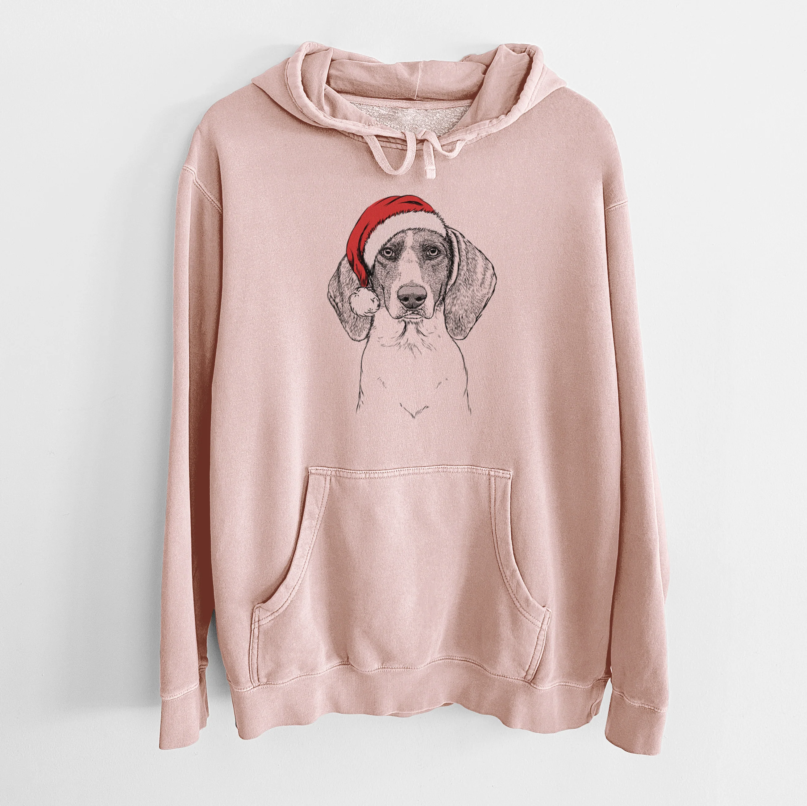 Santa Hat Orin the Treeing Walker Coonhound - Unisex Pigment Dyed Hoodie - Image 6