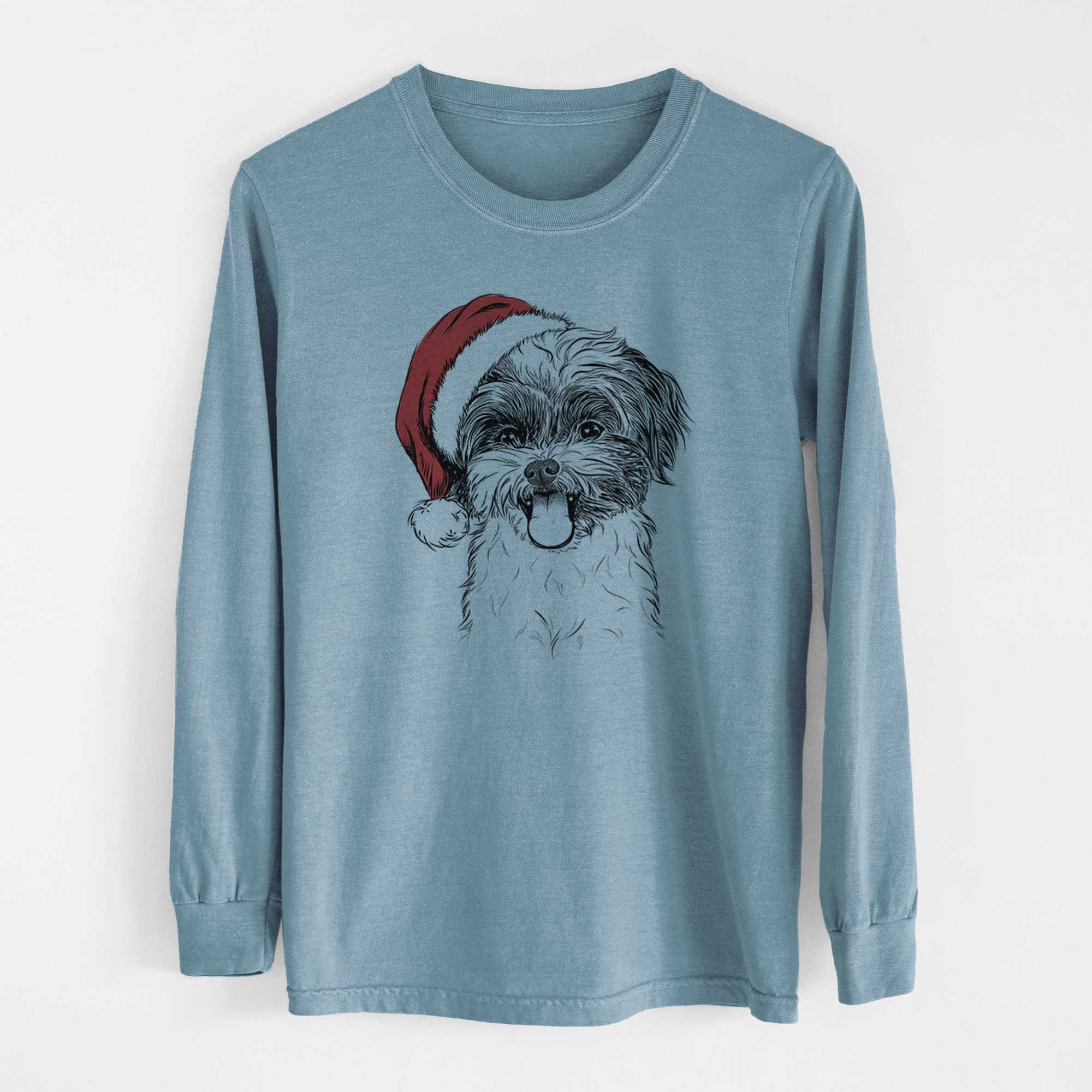 Santa Pepper the Shihpoo - Men's Heavyweight 100% Cotton Long Sleeve - Image 8