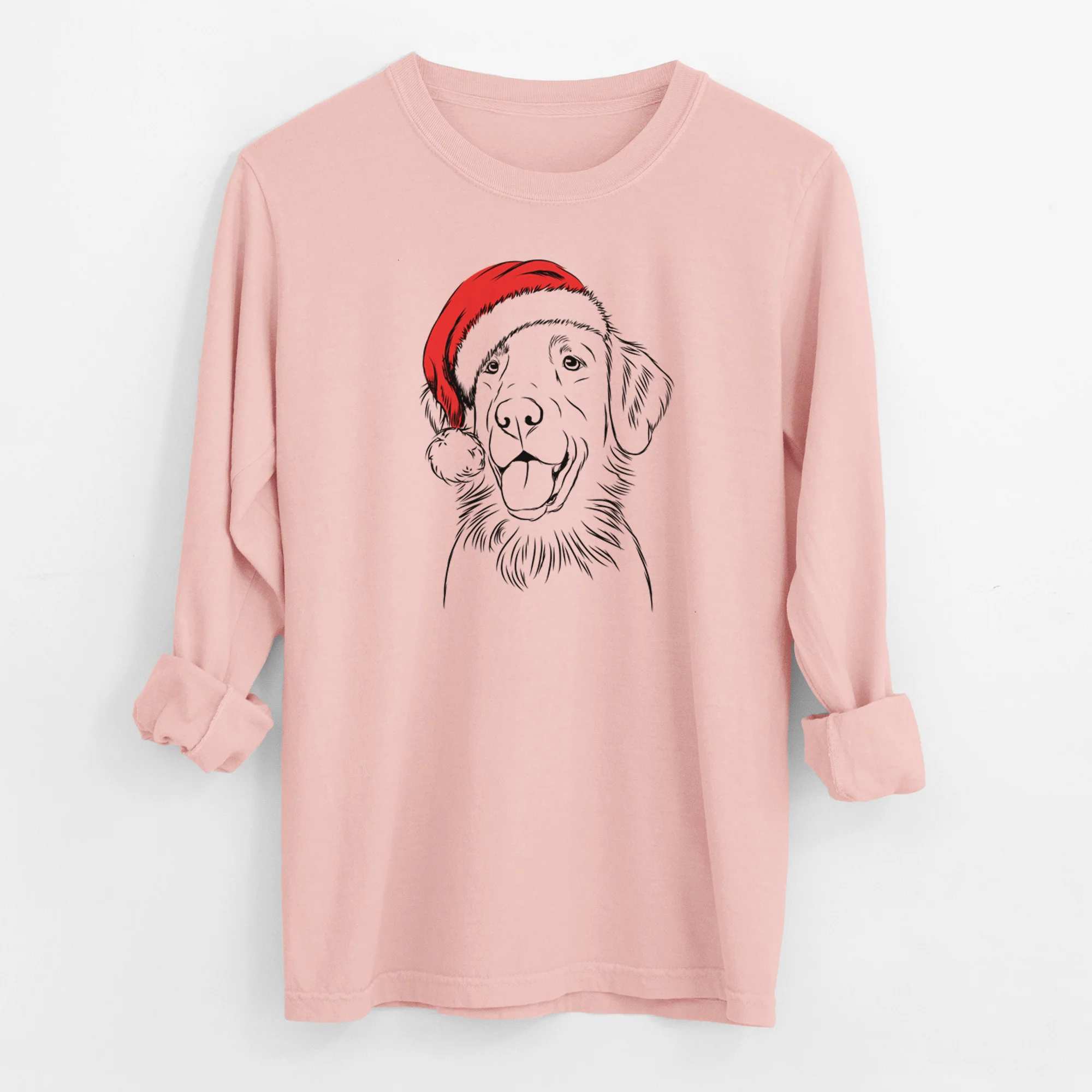 Santa Raisin the Flat Coated Retriever - Men's Heavyweight 100% Cotton Long Sleeve - Image 11