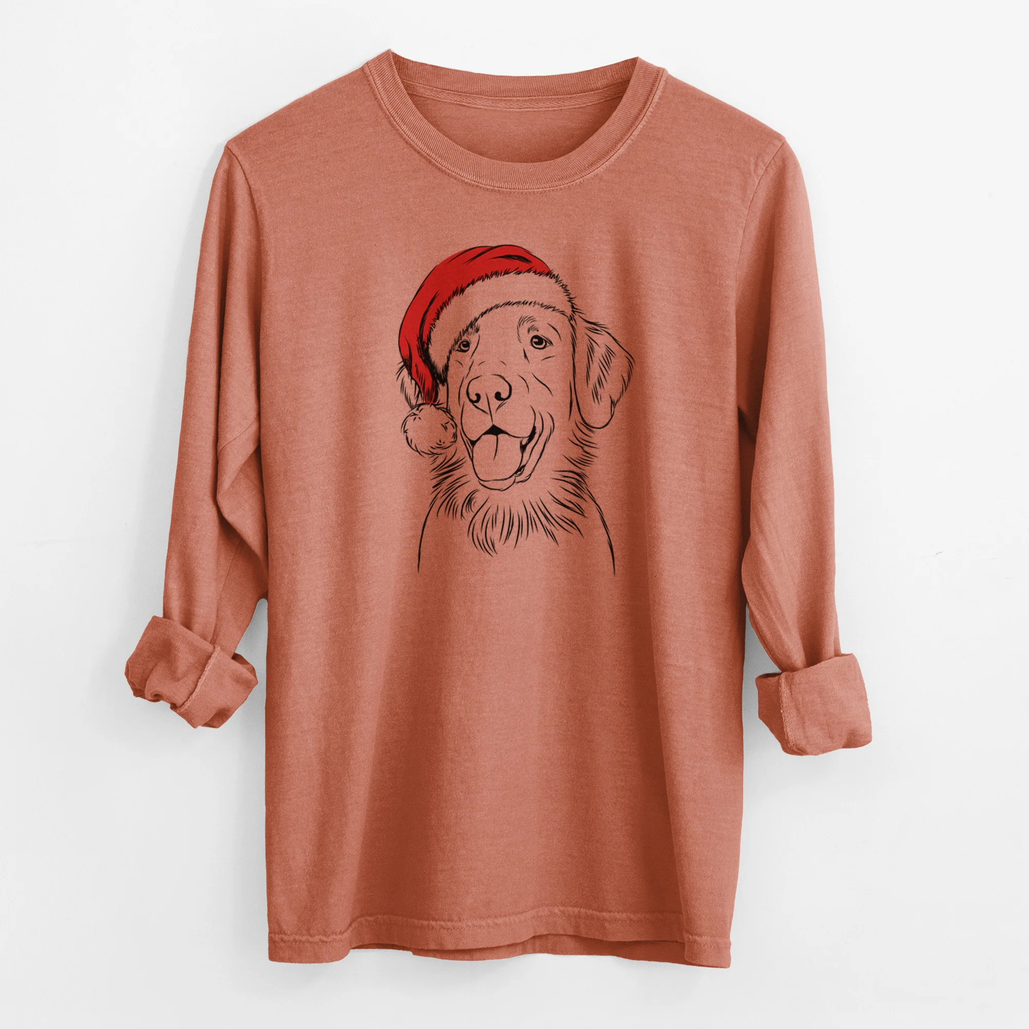 Santa Raisin the Flat Coated Retriever - Men's Heavyweight 100% Cotton Long Sleeve - Image 13