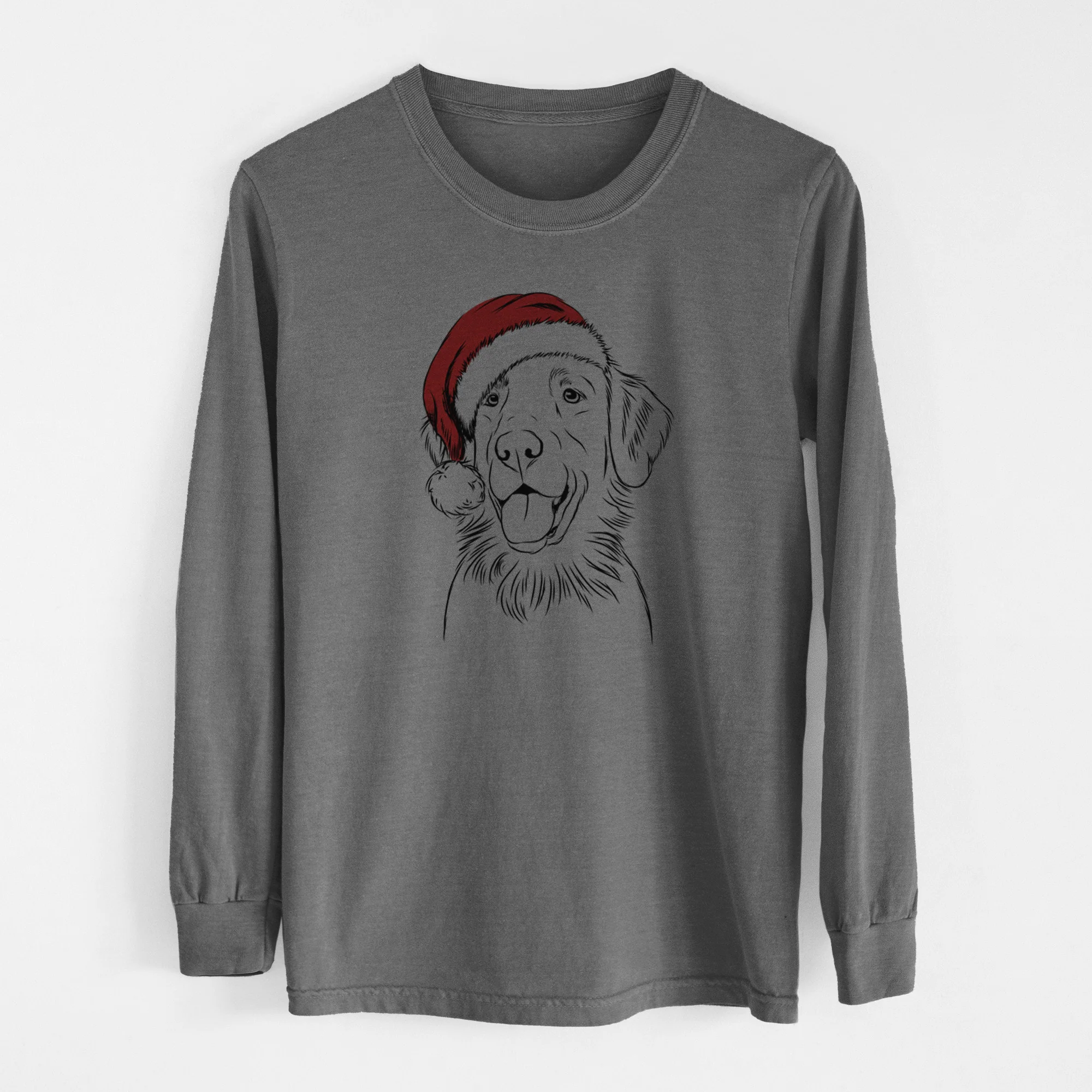 Santa Raisin the Flat Coated Retriever - Men's Heavyweight 100% Cotton Long Sleeve - Image 14