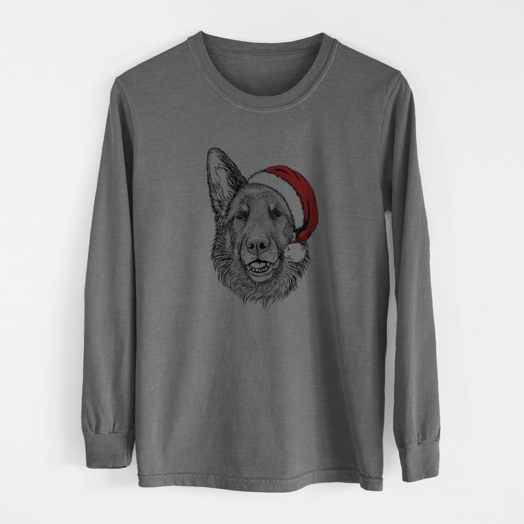 Santa Sammie the German Shepherd - Men's Heavyweight 100% Cotton Long Sleeve - Image 14