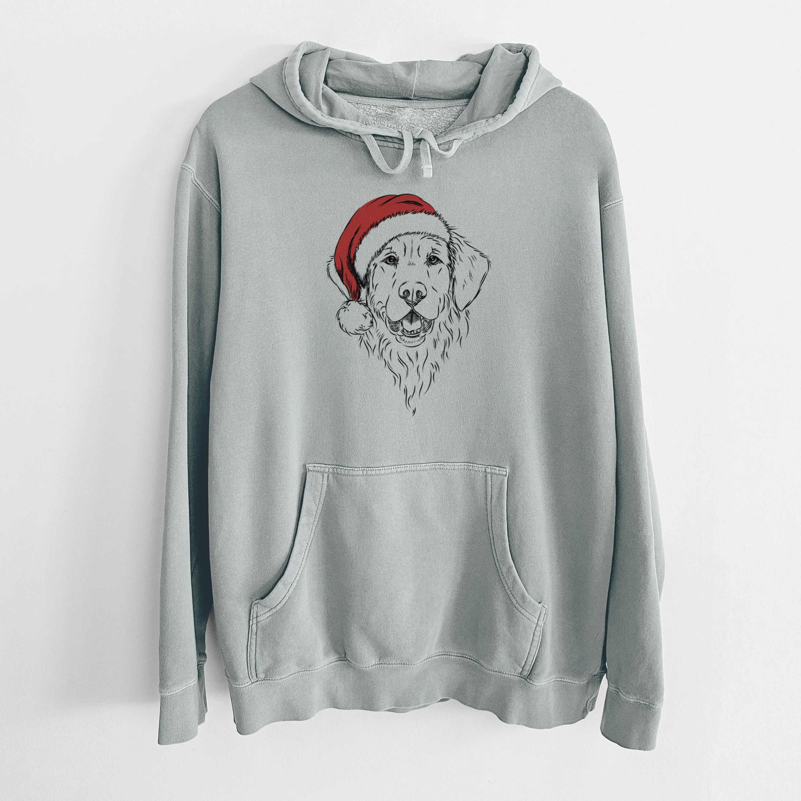 Santa Hat Toby the Golden Retriever - Unisex Pigment Dyed Hoodie - Image 8