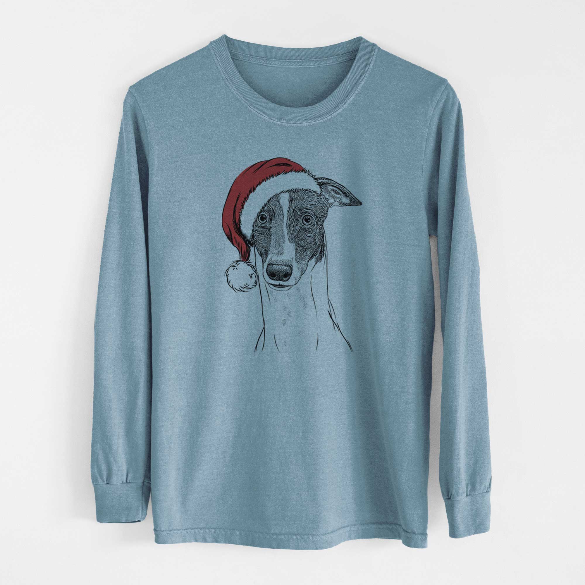 Santa Vyncent the Greyhound - Men's Heavyweight 100% Cotton Long Sleeve - Image 8