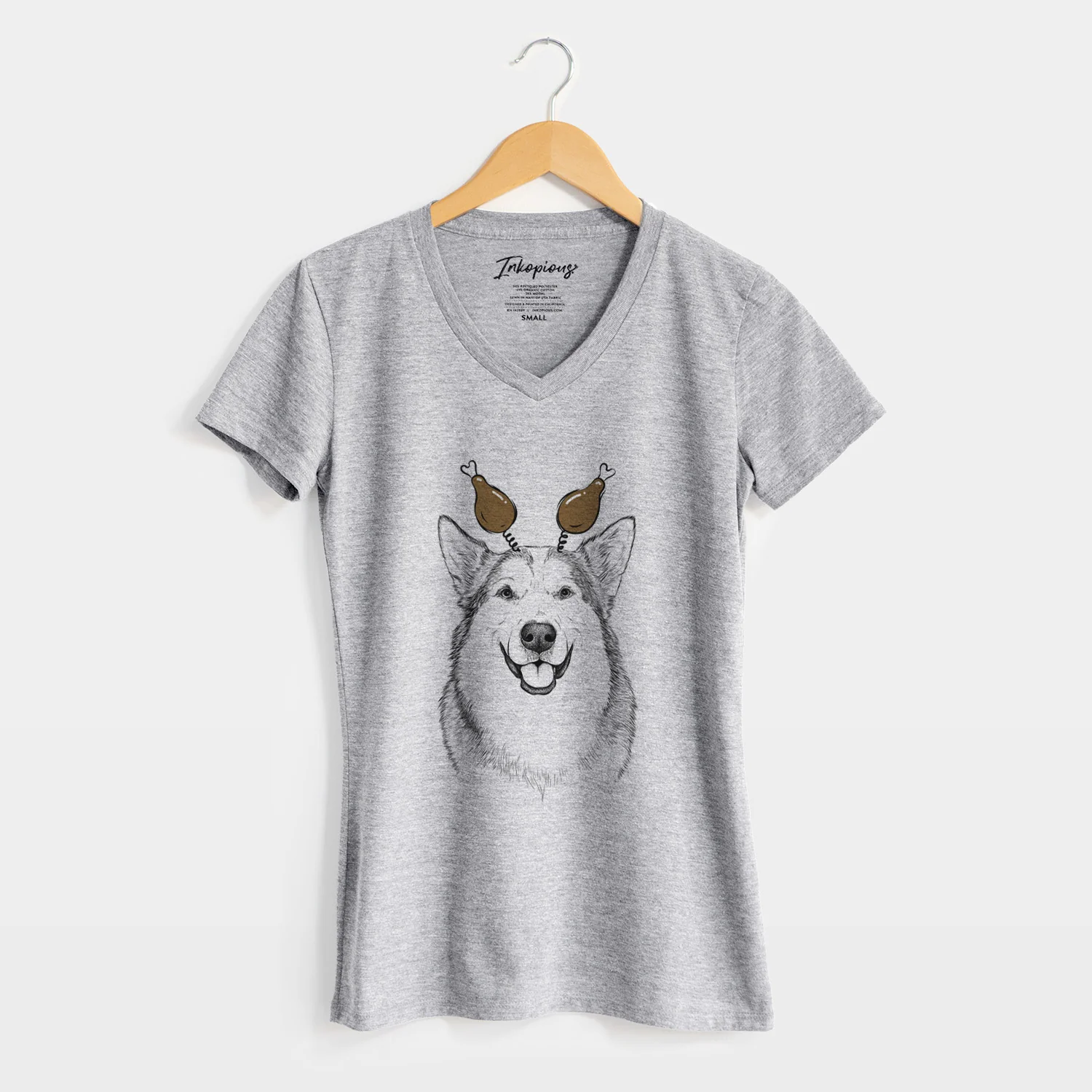 Thanksgiving Vader the Alaskan Malamute - Women's Perfect V-neck Shirt - Image 8