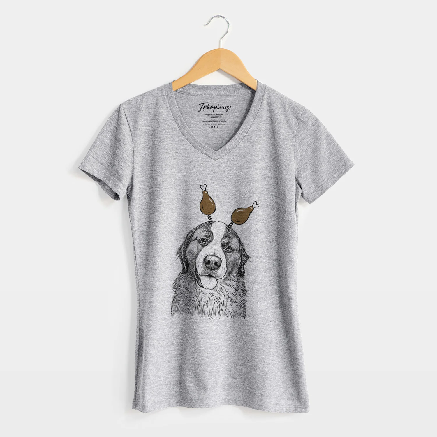 Thanksgiving Walter the Bernese Mountain Dog Mix - Women's Perfect V-neck Shirt - Image 8