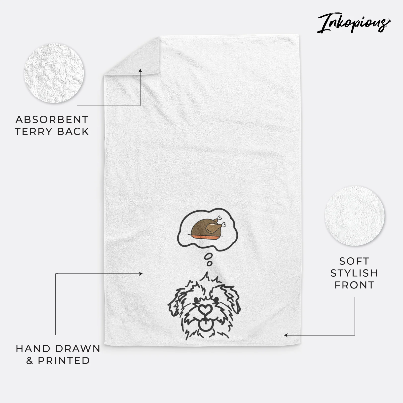 Turkey Thoughts Mixed Breed - Bea - Decorative Hand Towel - Image 5